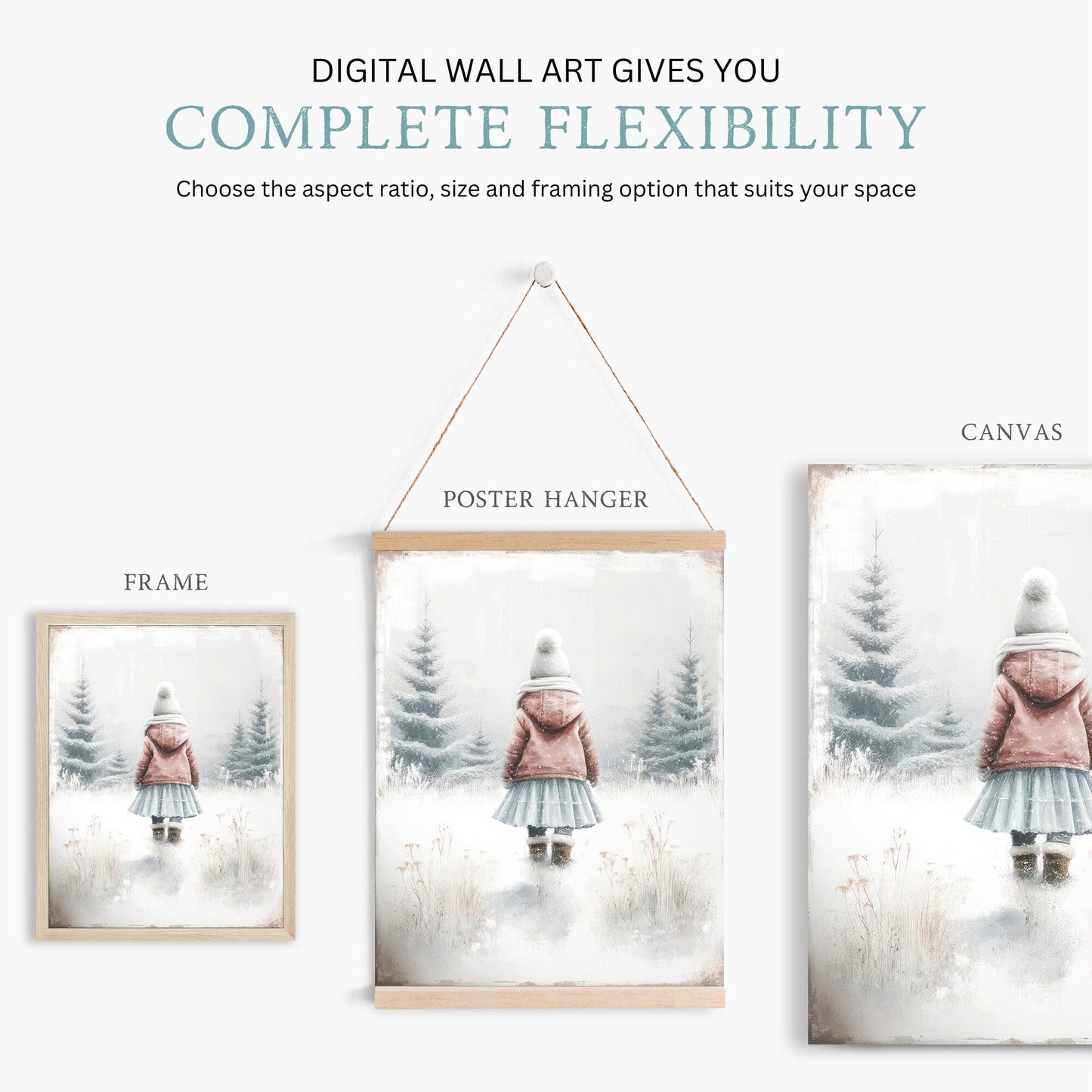 Forest Adventure Prints, Girl's Room Decor, Winter Wonderland Theme - WildfieldPrints