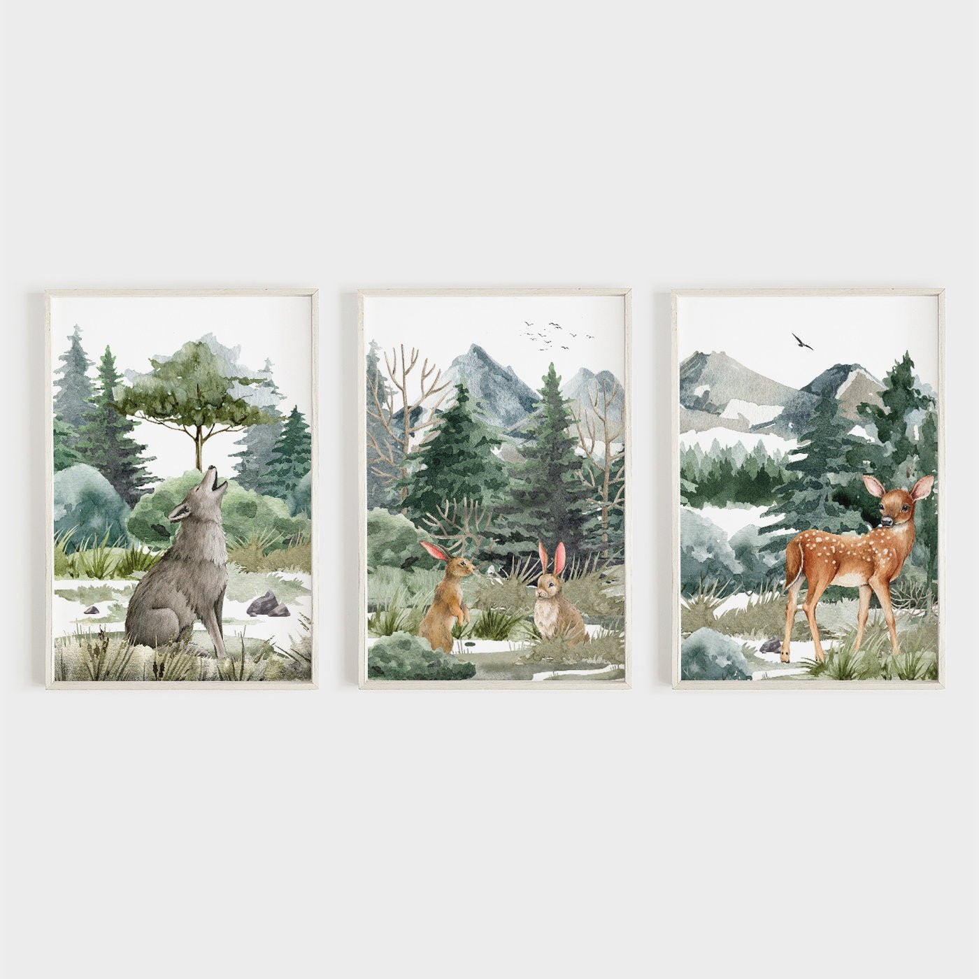 Forest Animal Nursery Art, Woodland Creatures Decor, Watercolor Prints - WildfieldPrints