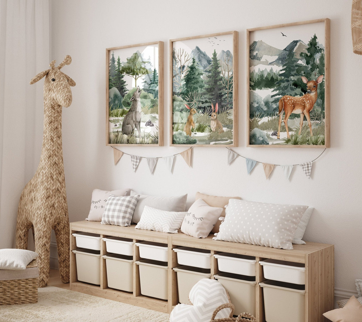 Forest Animal Nursery Art, Woodland Creatures Decor, Watercolor Prints - WildfieldPrints