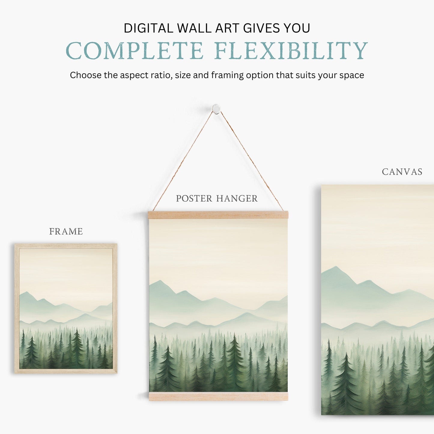 Forest & Mountain Landscape Art, Nature Nursery Decor, Triptych Collection - WildfieldPrints