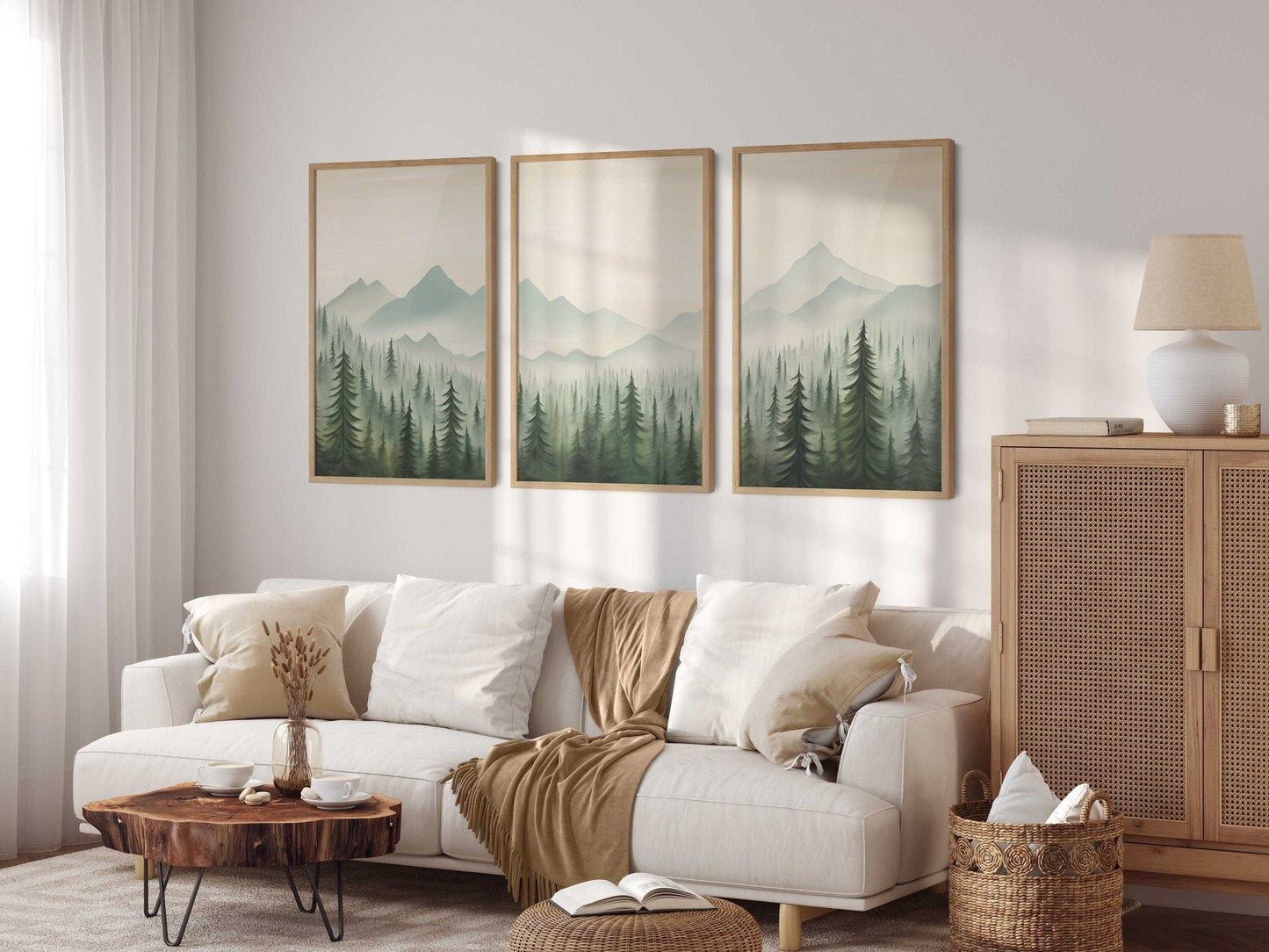 Forest & Mountain Landscape Art, Nature Nursery Decor, Triptych Collection - WildfieldPrints