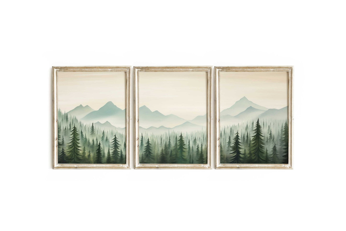 Forest & Mountain Landscape Art, Nature Nursery Decor, Triptych Collection - WildfieldPrints