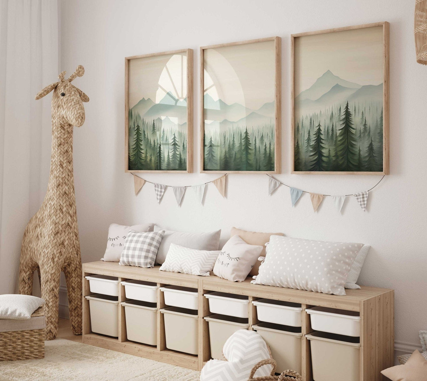 Forest & Mountain Landscape Art, Nature Nursery Decor, Triptych Collection - WildfieldPrints