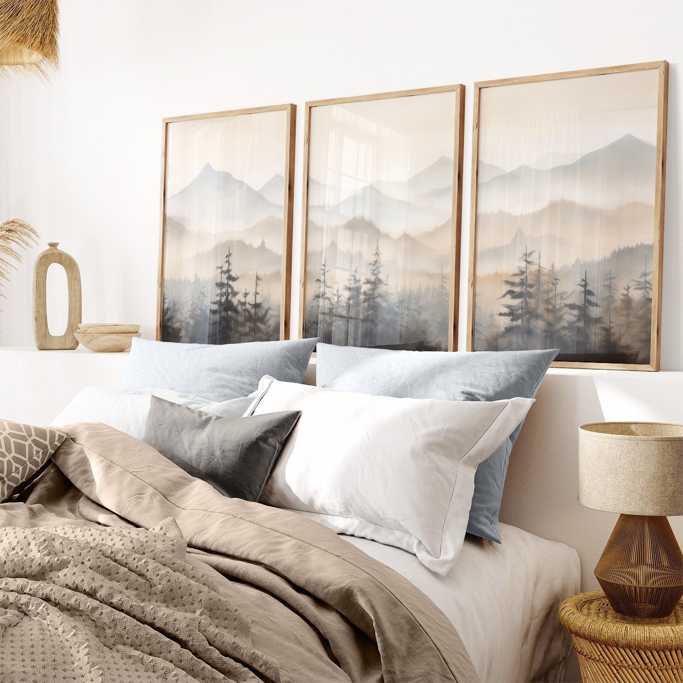 Forest & Mountain Landscape Art, Nature Wall Decor, Bedroom Accent - WildfieldPrints