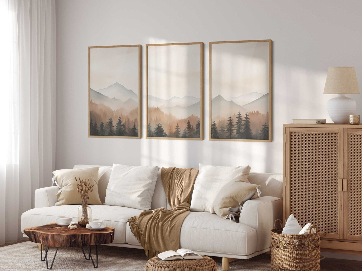 Forest & Mountain Landscape Painting, Nature Nursery Decor, Autumn Print - WildfieldPrints