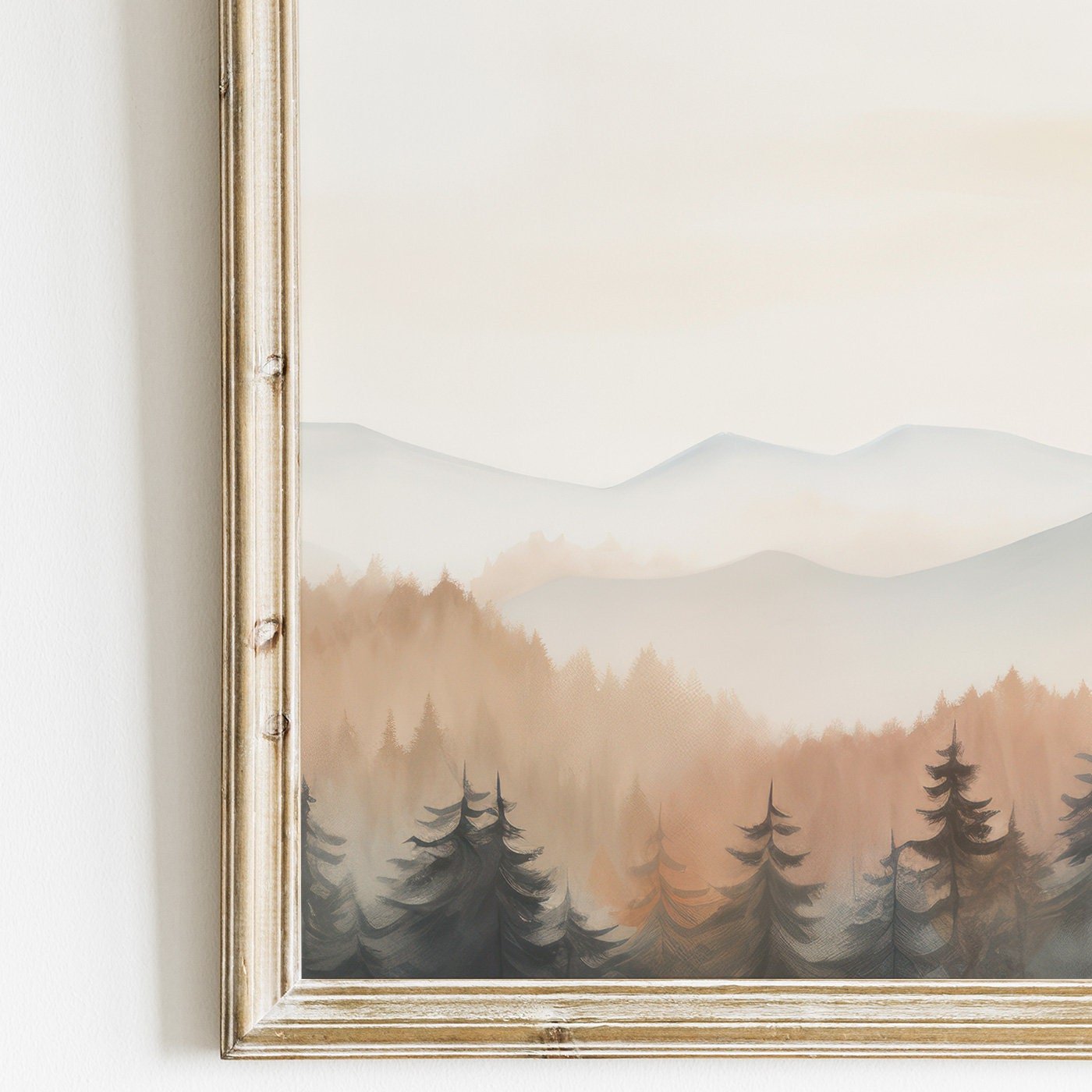Forest & Mountain Landscape Painting, Nature Nursery Decor, Autumn Print - WildfieldPrints