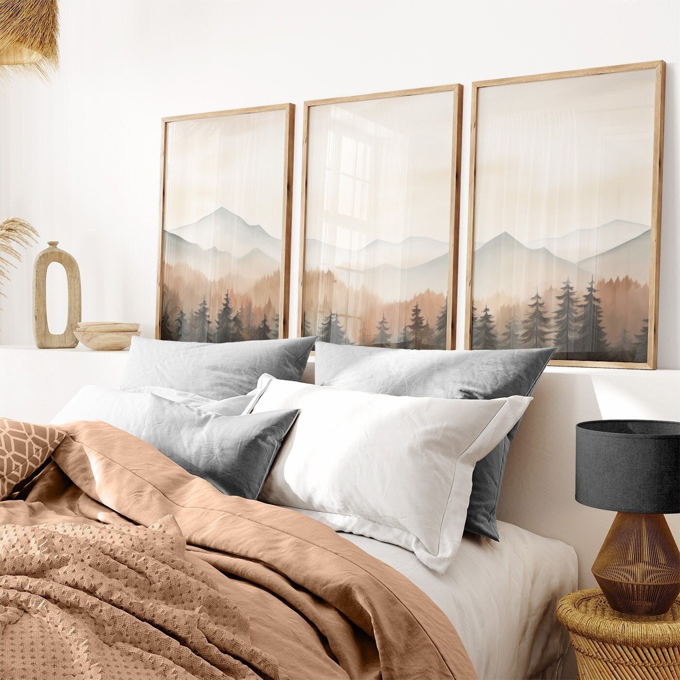 Forest & Mountain Landscape Painting, Nature Nursery Decor, Autumn Print - WildfieldPrints