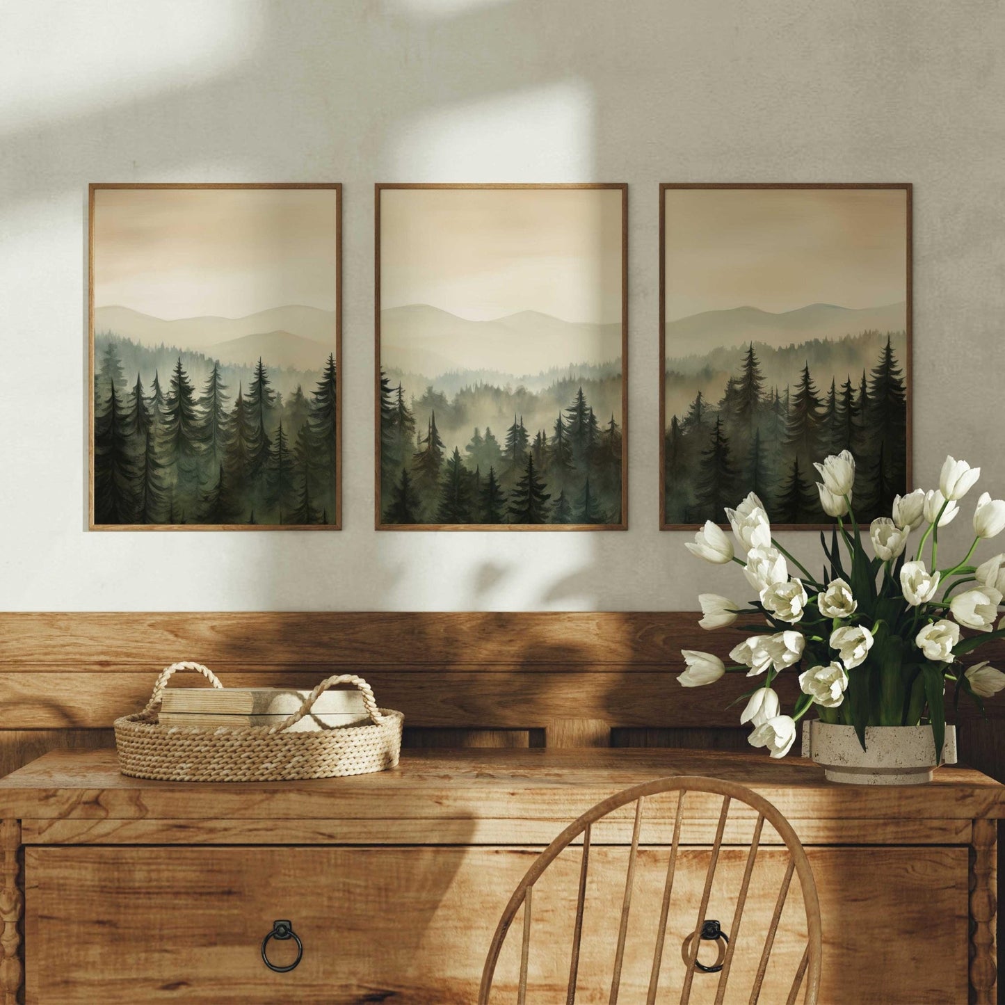 Forest Painting, Living Room Decor, Nature Nursery Print, Mountain Art - WildfieldPrints