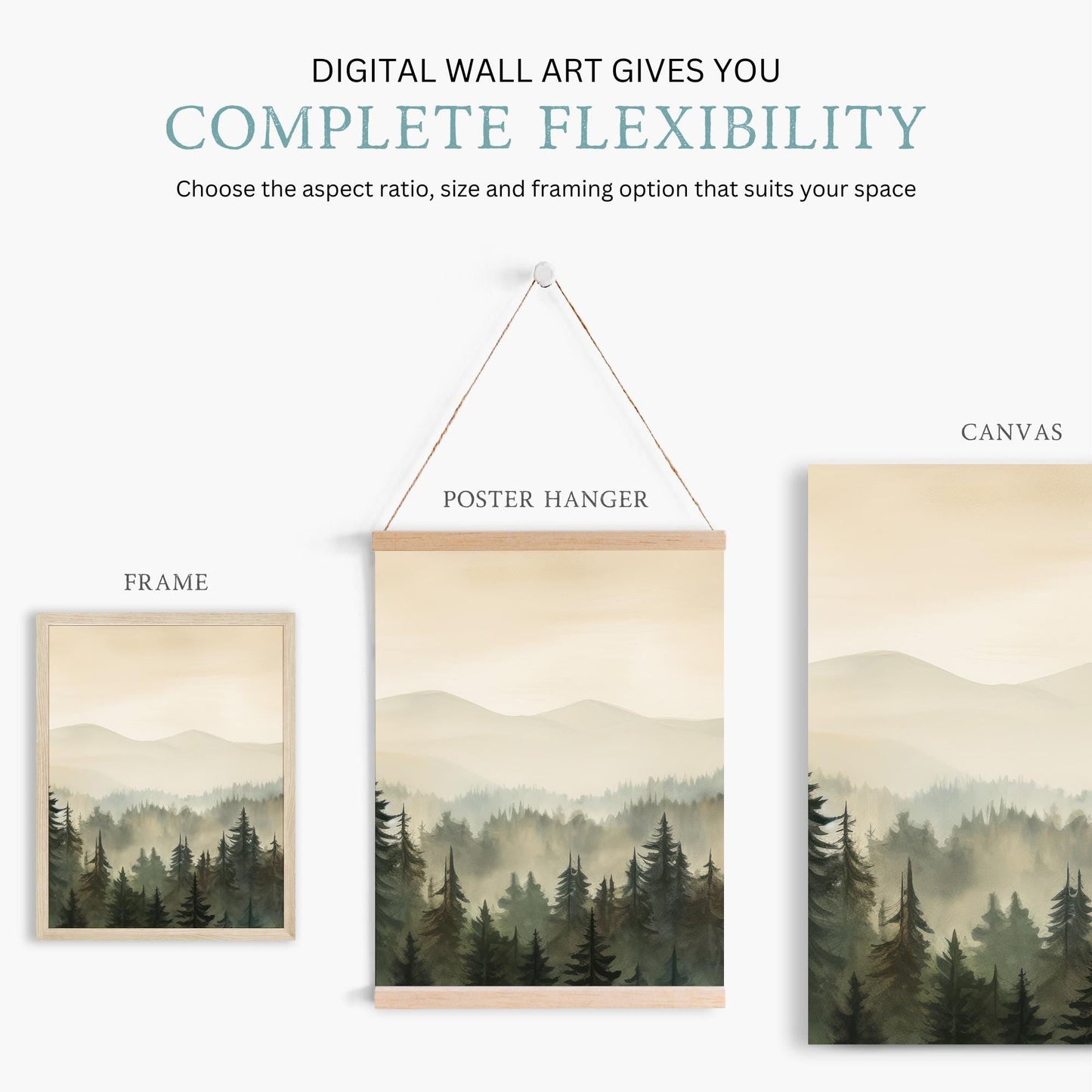 Forest Painting, Living Room Decor, Nature Nursery Print, Mountain Art - WildfieldPrints