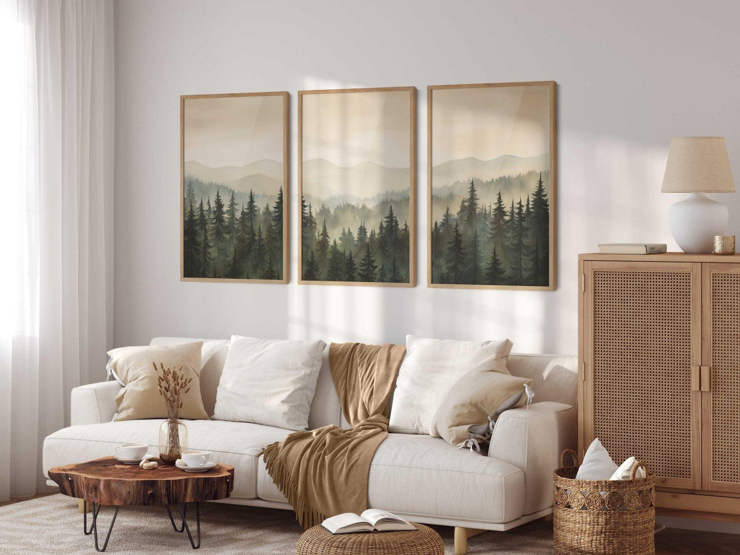 Forest Painting, Living Room Decor, Nature Nursery Print, Mountain Art - WildfieldPrints
