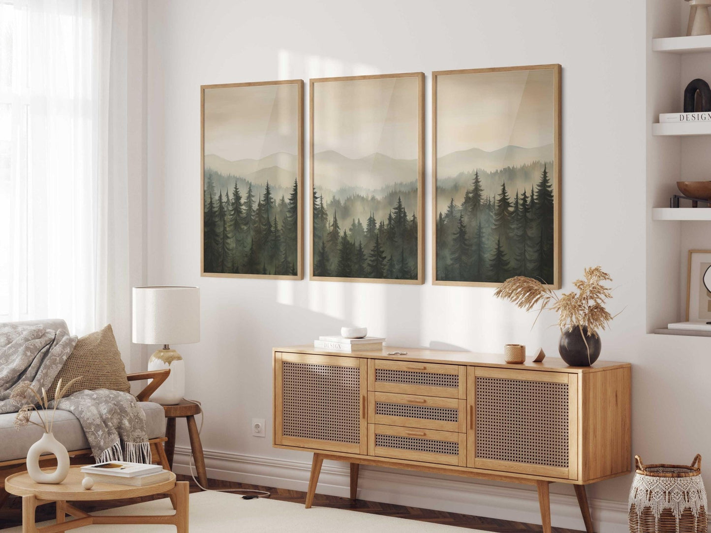 Forest Painting, Living Room Decor, Nature Nursery Print, Mountain Art - WildfieldPrints