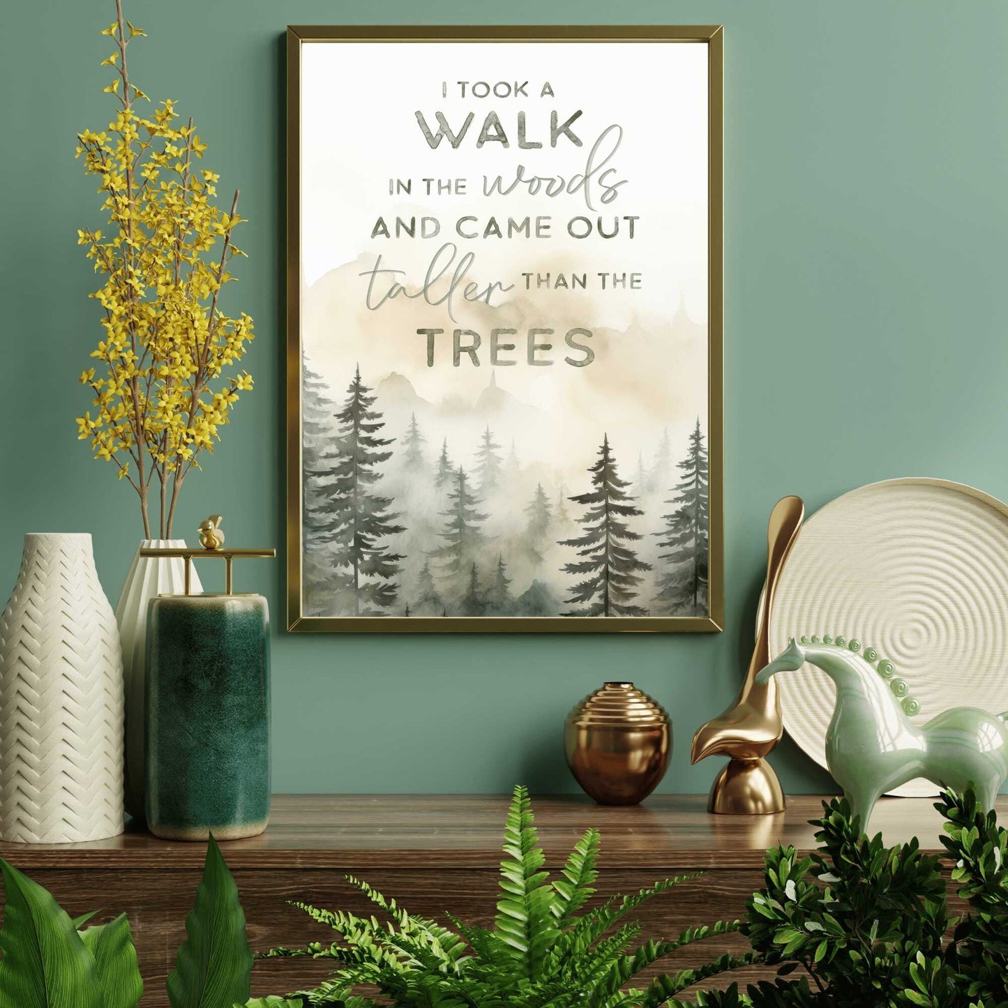 Forest Quote Wall Art, Vintage Inspirational Decor, Custom Sizes - WildfieldPrints