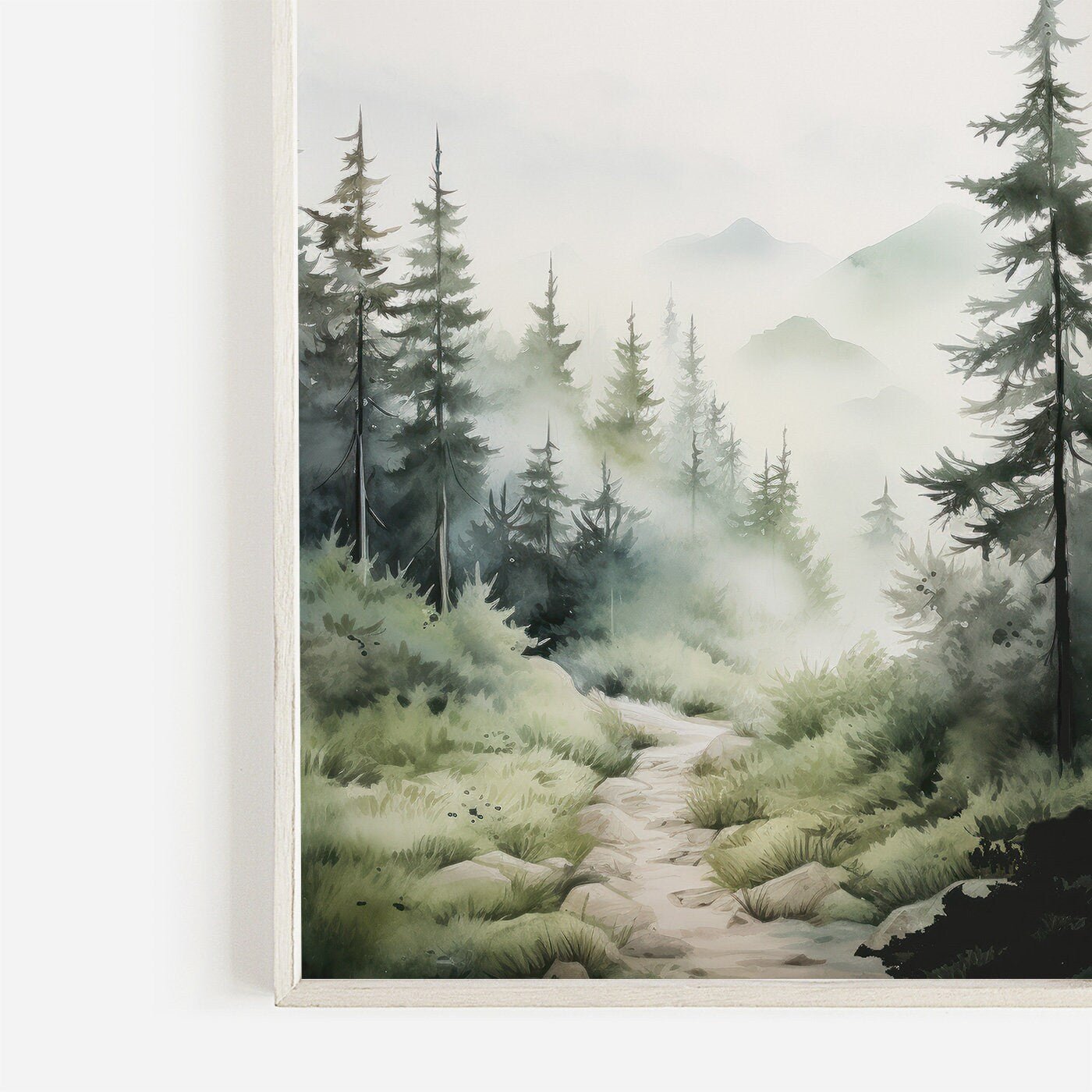 Forest Wall Art, Watercolor Landscape Decor, Nature and Hiking Theme - WildfieldPrints