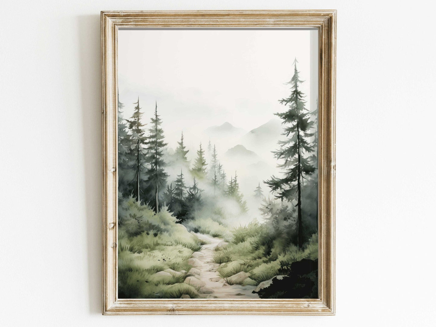 Forest Wall Art, Watercolor Landscape Decor, Nature and Hiking Theme - WildfieldPrints