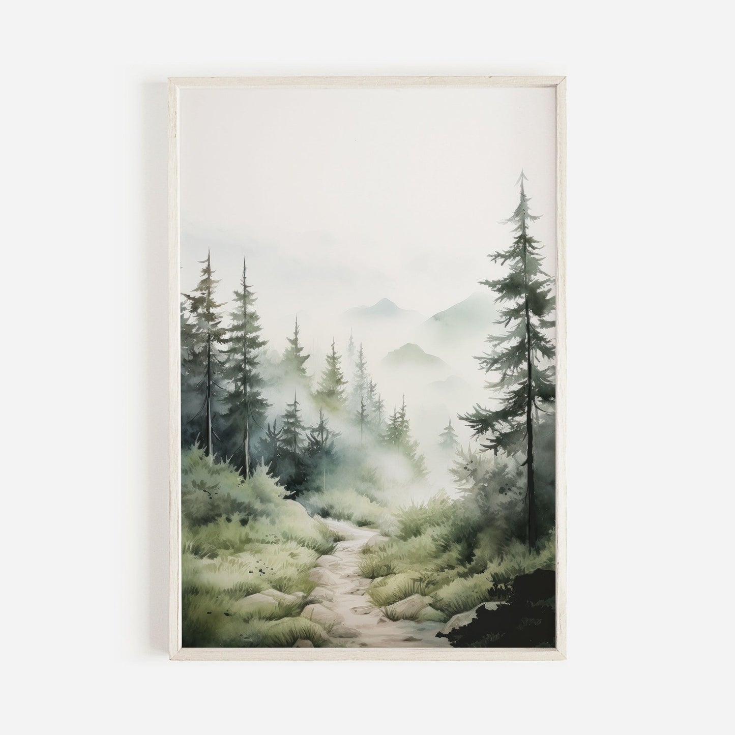 Forest Wall Art, Watercolor Landscape Decor, Nature and Hiking Theme - WildfieldPrints