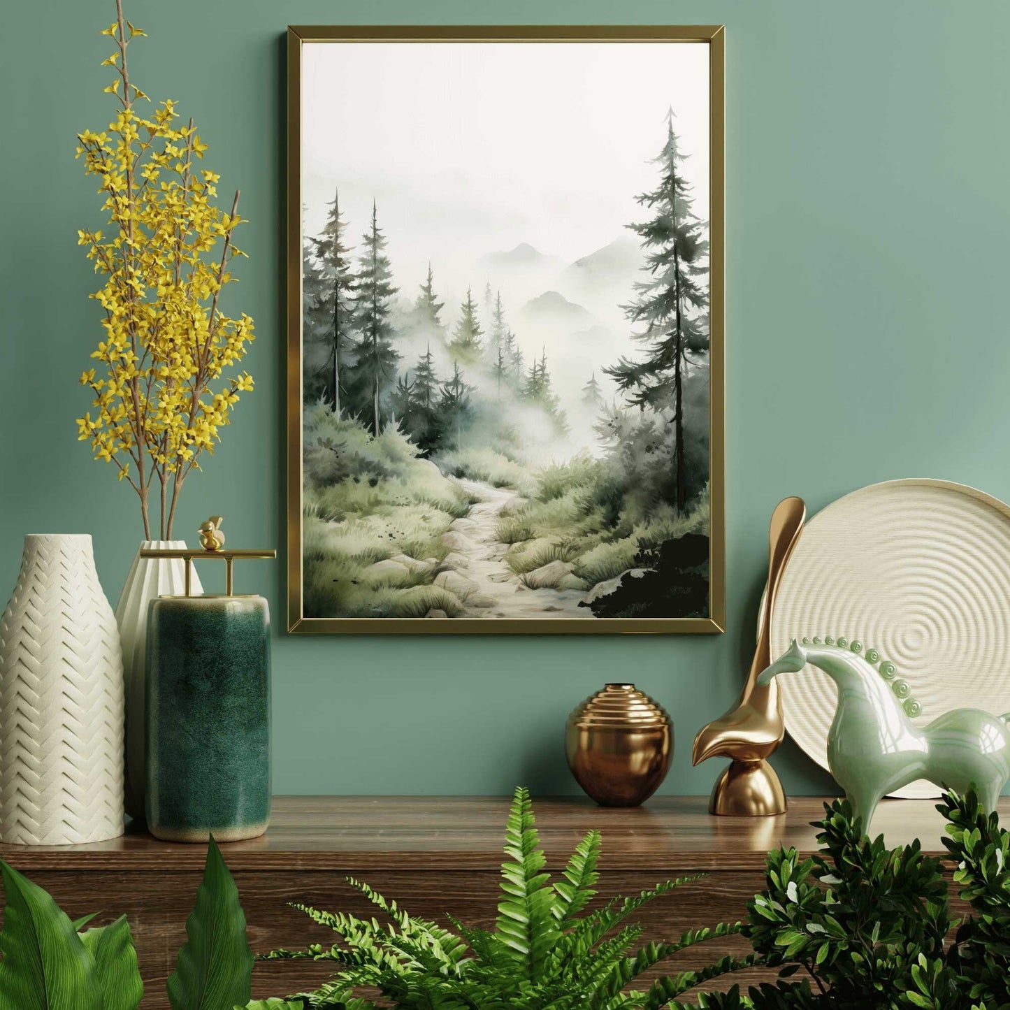 Forest Wall Art, Watercolor Landscape Decor, Nature and Hiking Theme - WildfieldPrints