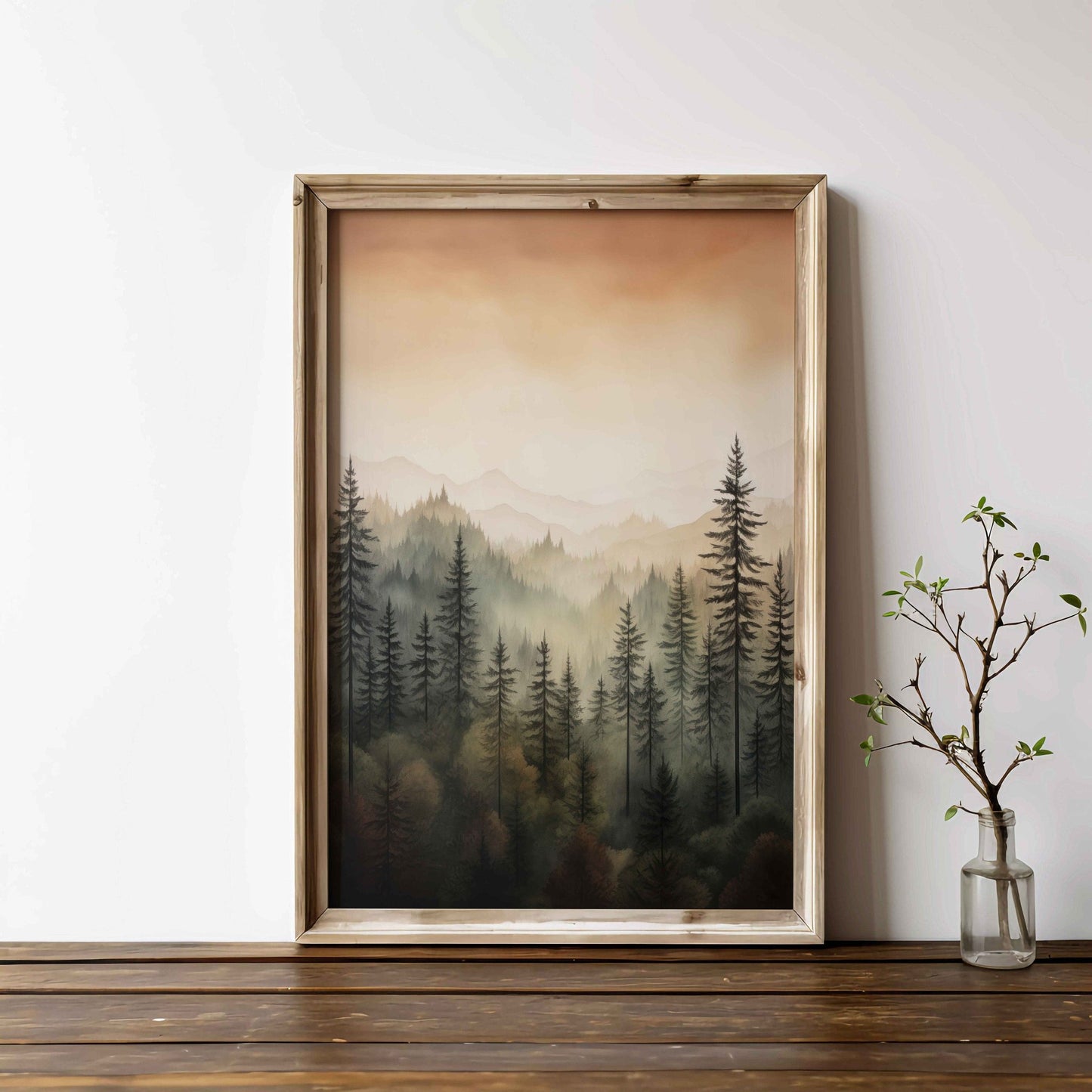 Forest Wall Art, Watercolor Landscape Decor, Pine and Spruce Trees - WildfieldPrints