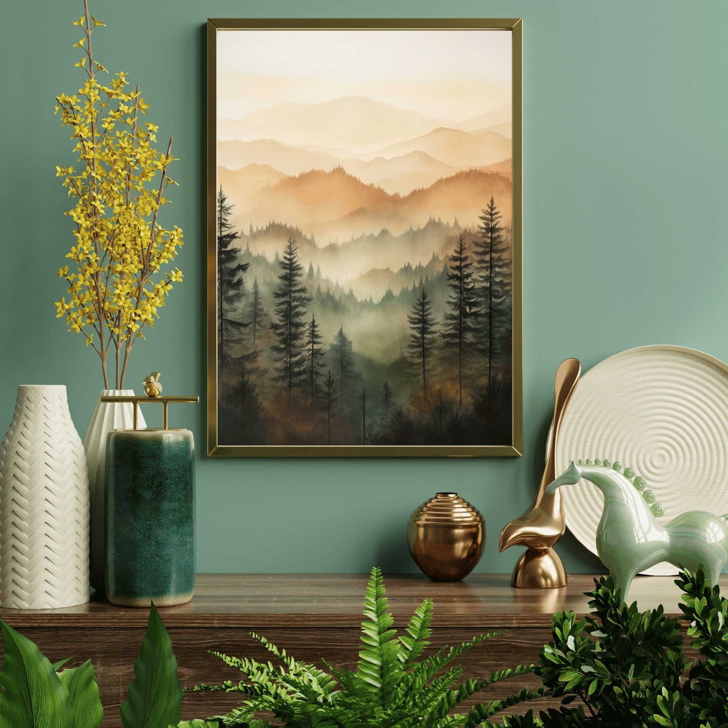 Forest Wall Art, Watercolor Landscape, Nature Decor, Cabin Painting - WildfieldPrints