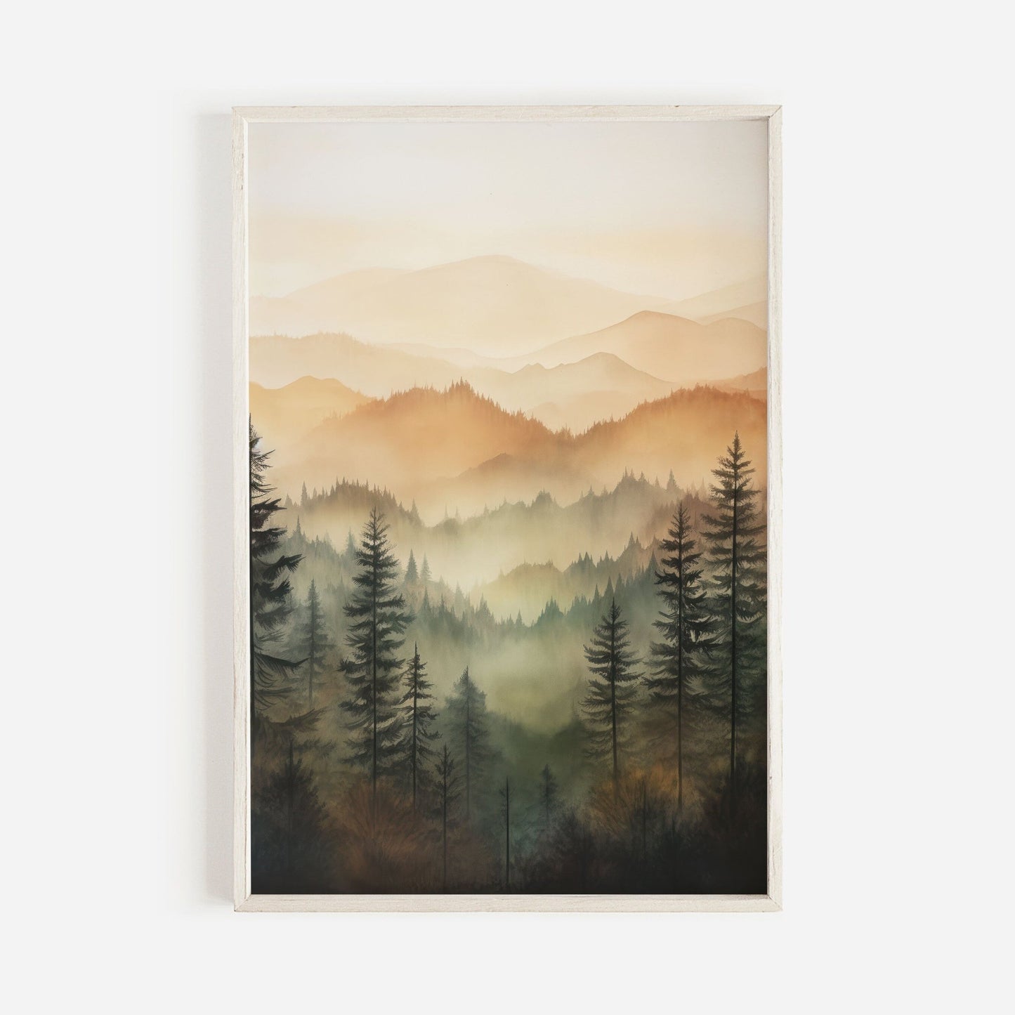 Forest Wall Art, Watercolor Landscape, Nature Decor, Cabin Painting - WildfieldPrints