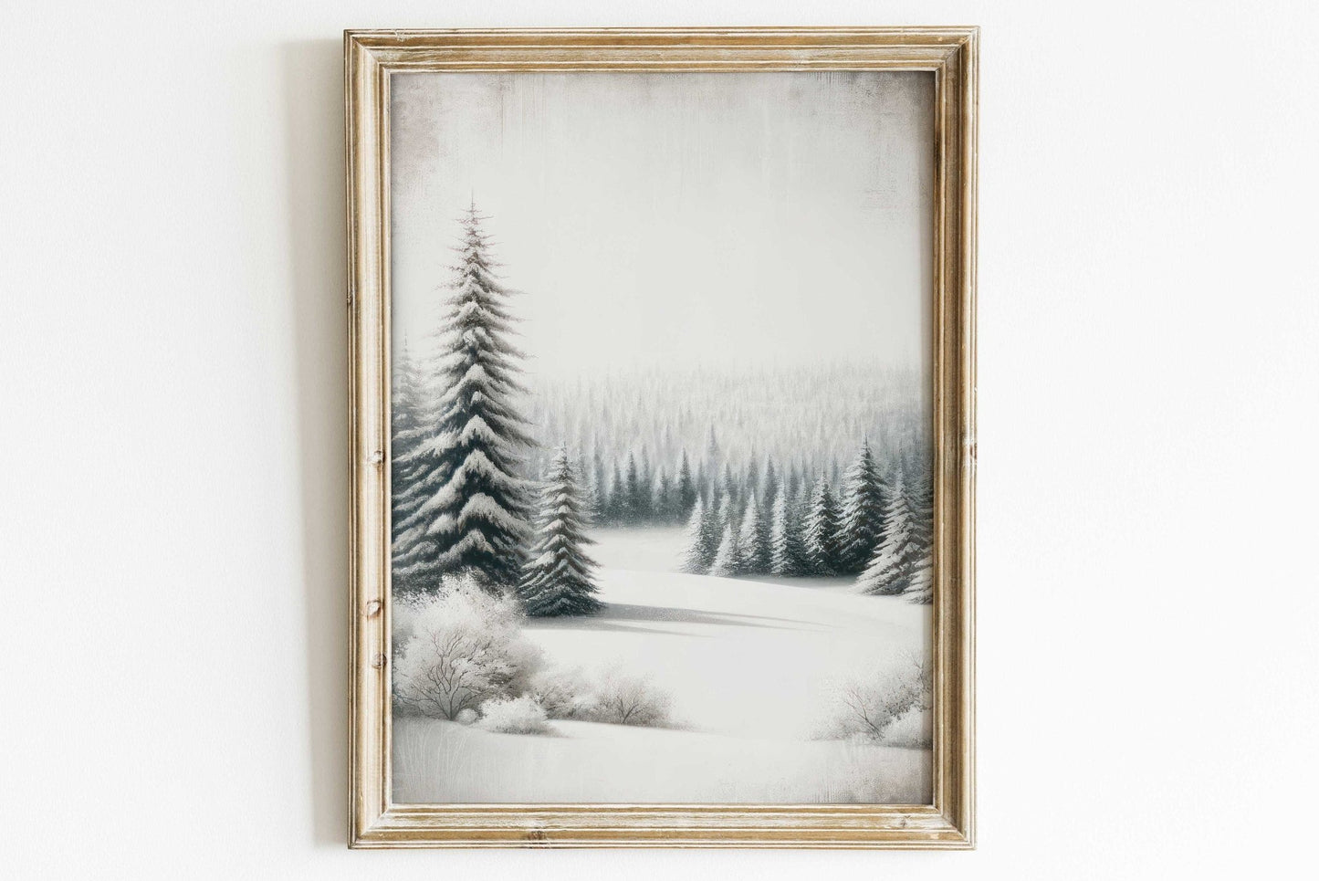 Forest Wall Art, Watercolor Winter Landscape, Pine & Fir Decor - WildfieldPrints