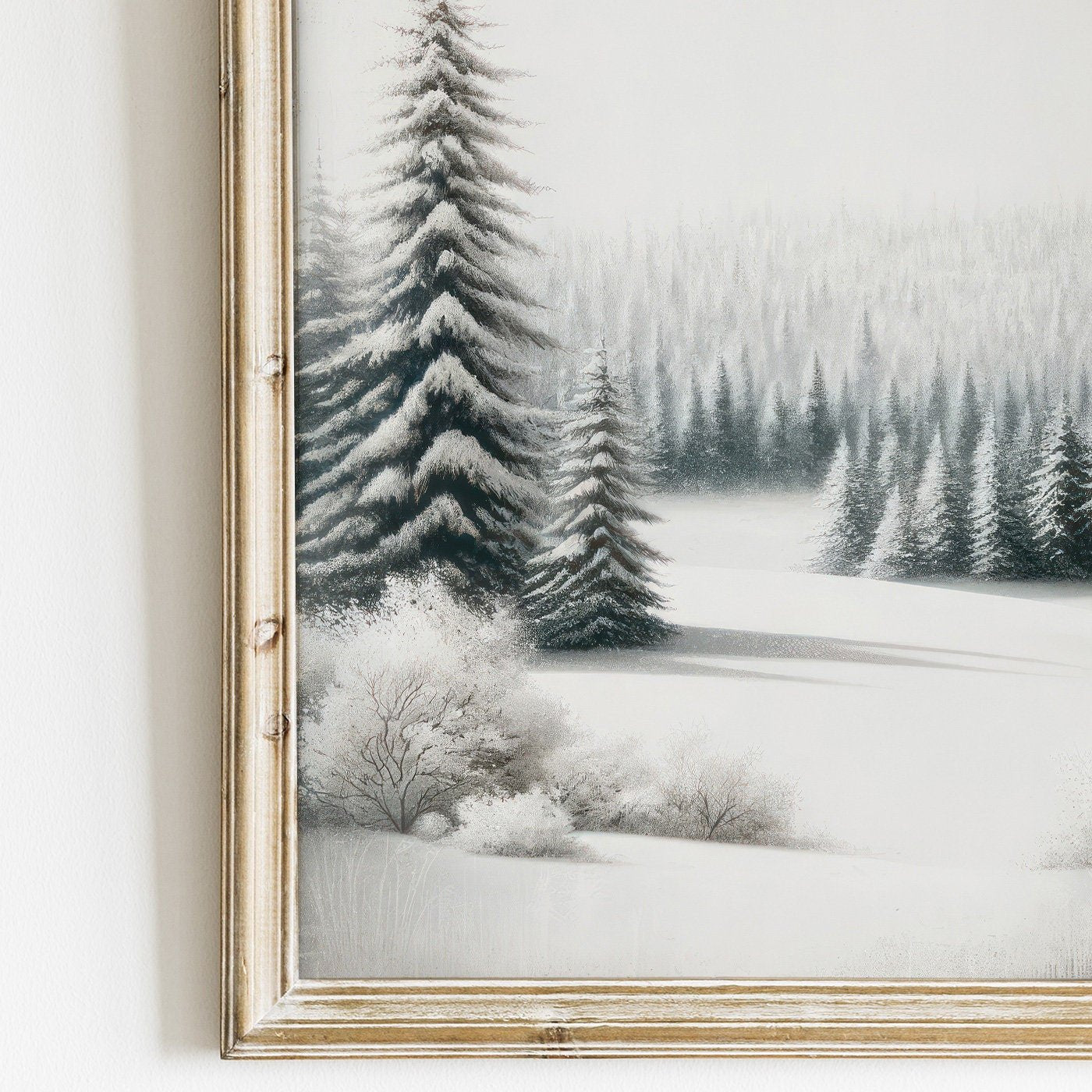 Forest Wall Art, Watercolor Winter Landscape, Pine & Fir Decor - WildfieldPrints