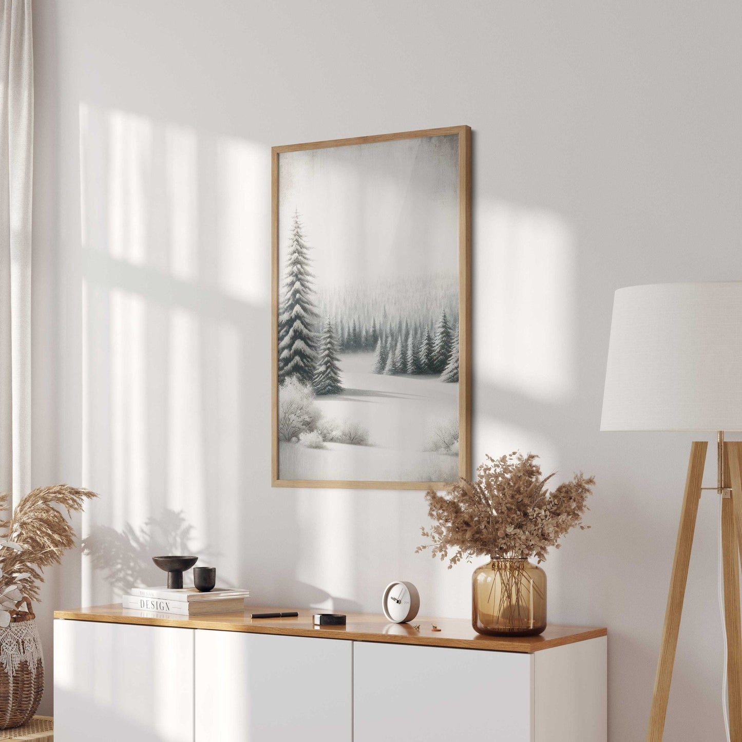 Forest Wall Art, Watercolor Winter Landscape, Pine & Fir Decor - WildfieldPrints