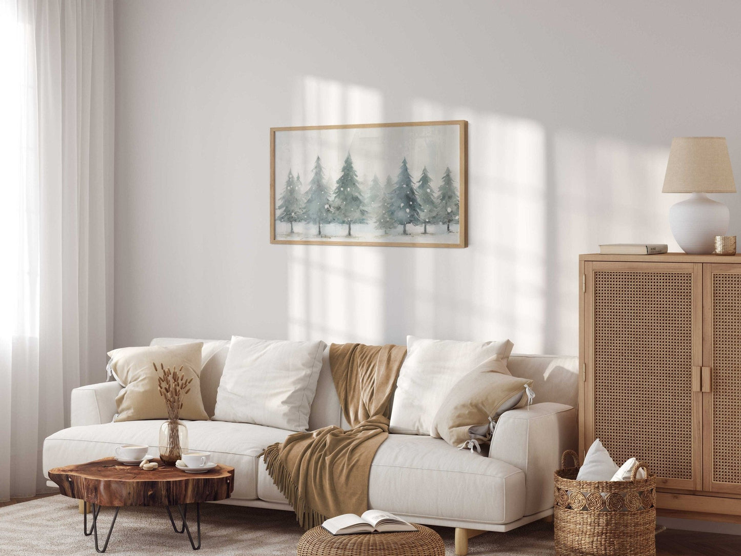 Forest Wall Decor, Rustic Christmas Art, Watercolor Tree Prints - WildfieldPrints