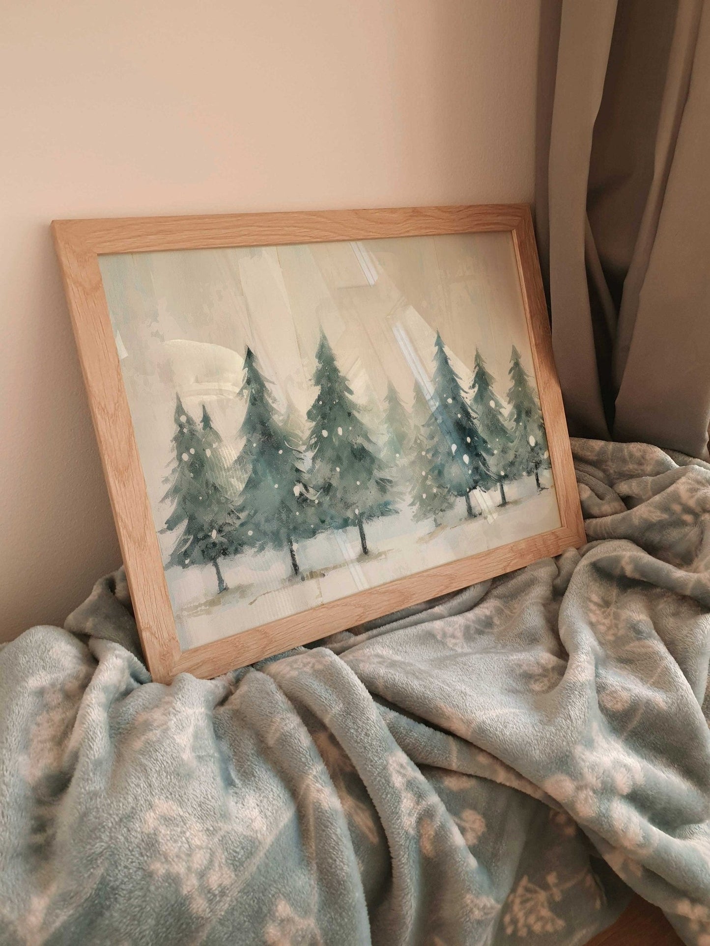 Forest Wall Decor, Rustic Christmas Art, Watercolor Tree Prints - WildfieldPrints