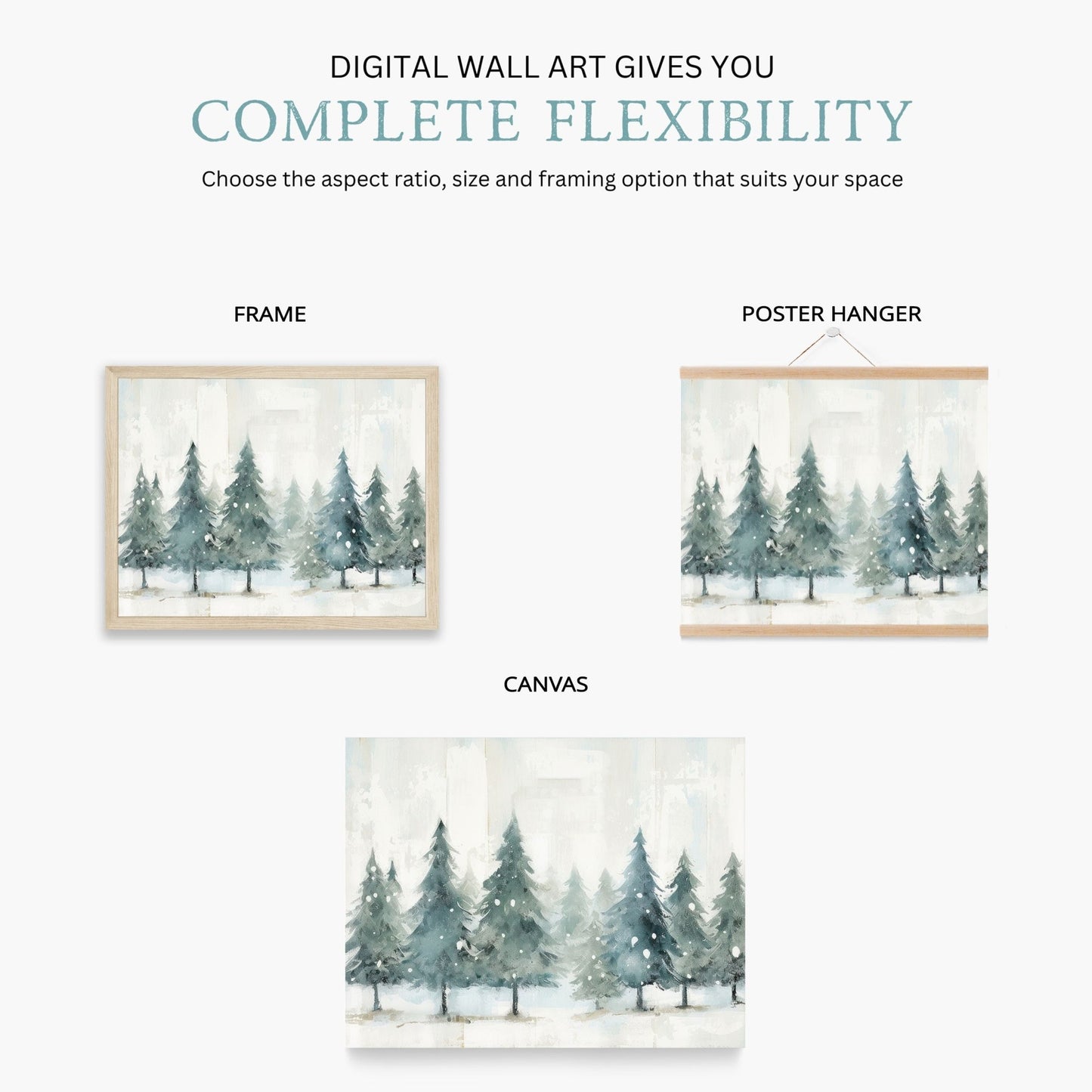 Forest Wall Decor, Rustic Christmas Art, Watercolor Tree Prints - WildfieldPrints