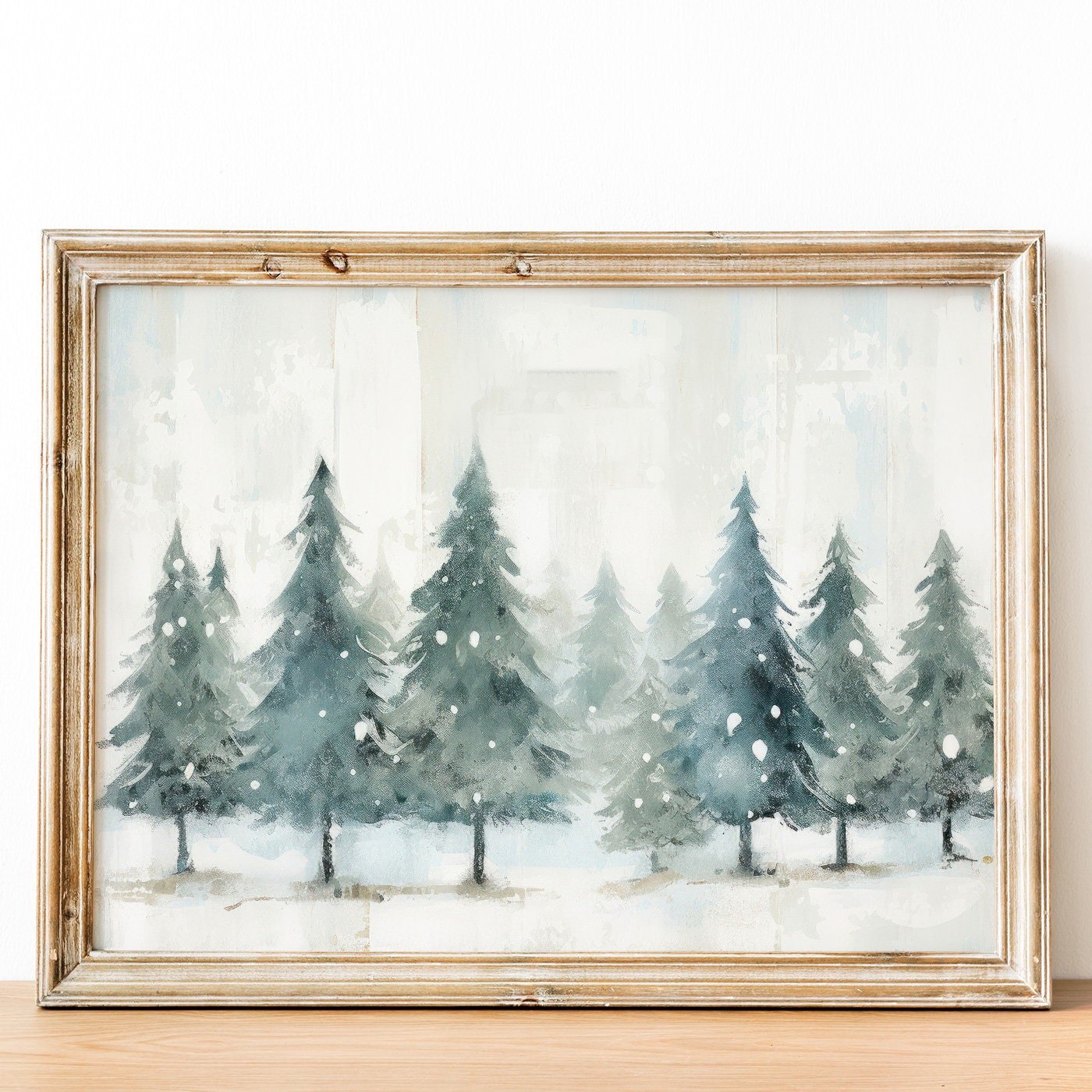 Forest Wall Decor, Rustic Christmas Art, Watercolor Tree Prints - WildfieldPrints