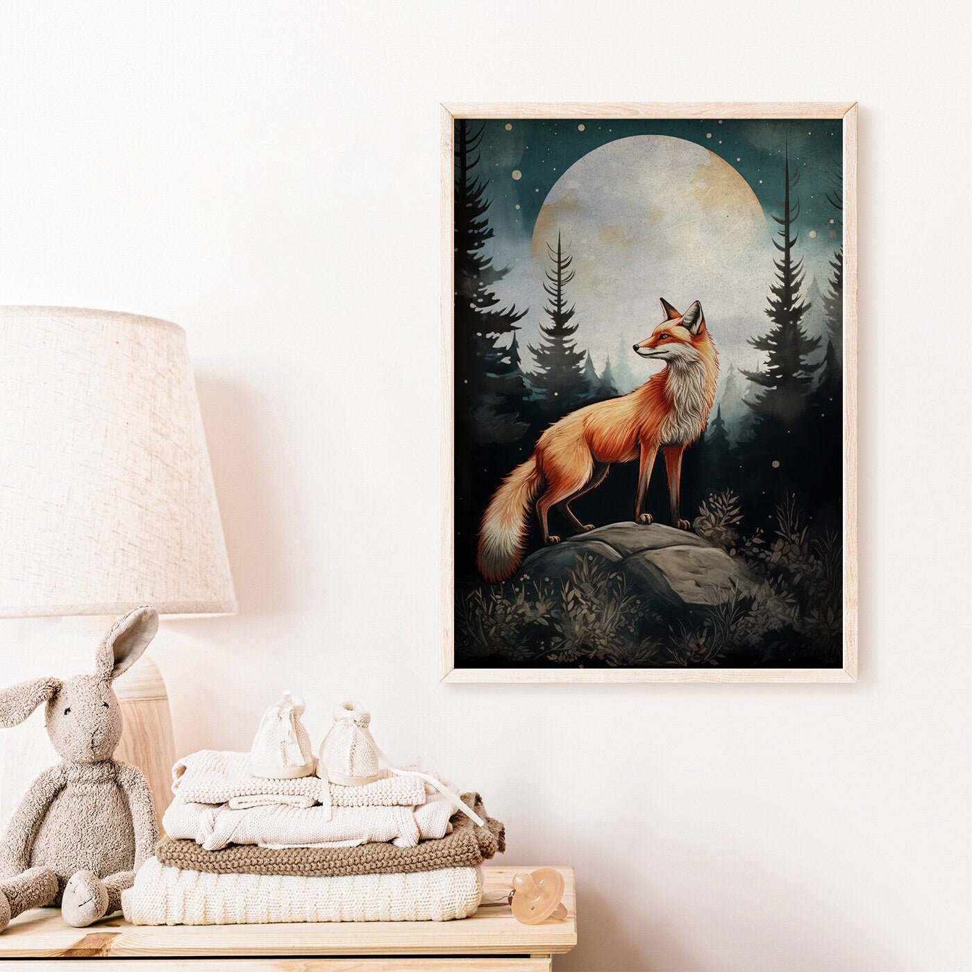 Fox Nursery Art, Watercolor Fox Print, Forest Animal Decor - WildfieldPrints