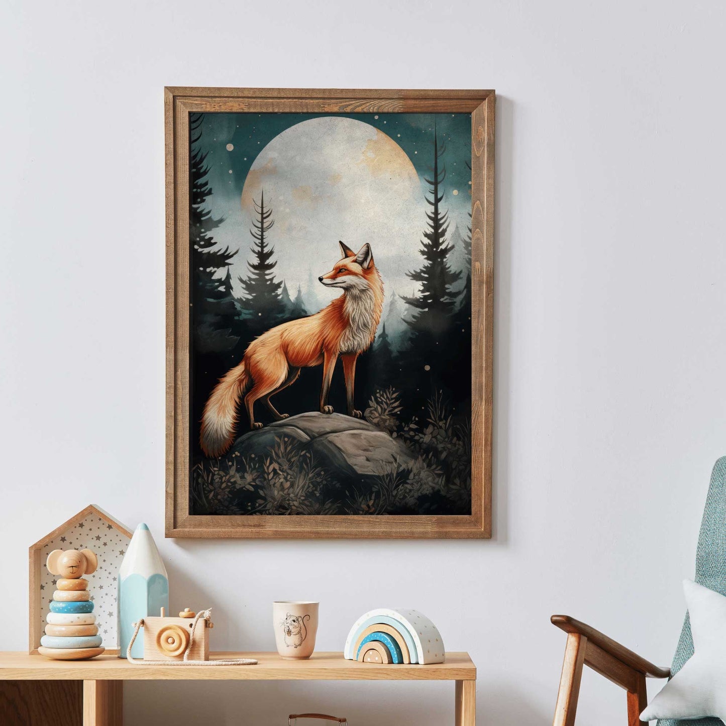 Fox Nursery Art, Watercolor Fox Print, Forest Animal Decor - WildfieldPrints