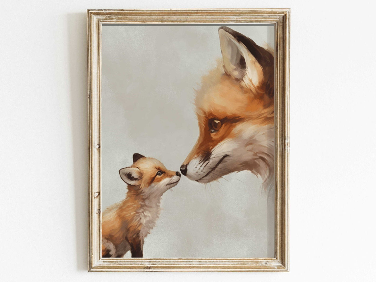 Fox Nursery Decor, Adorable Animal Wall Art, Mother & Baby Fox Print - WildfieldPrints