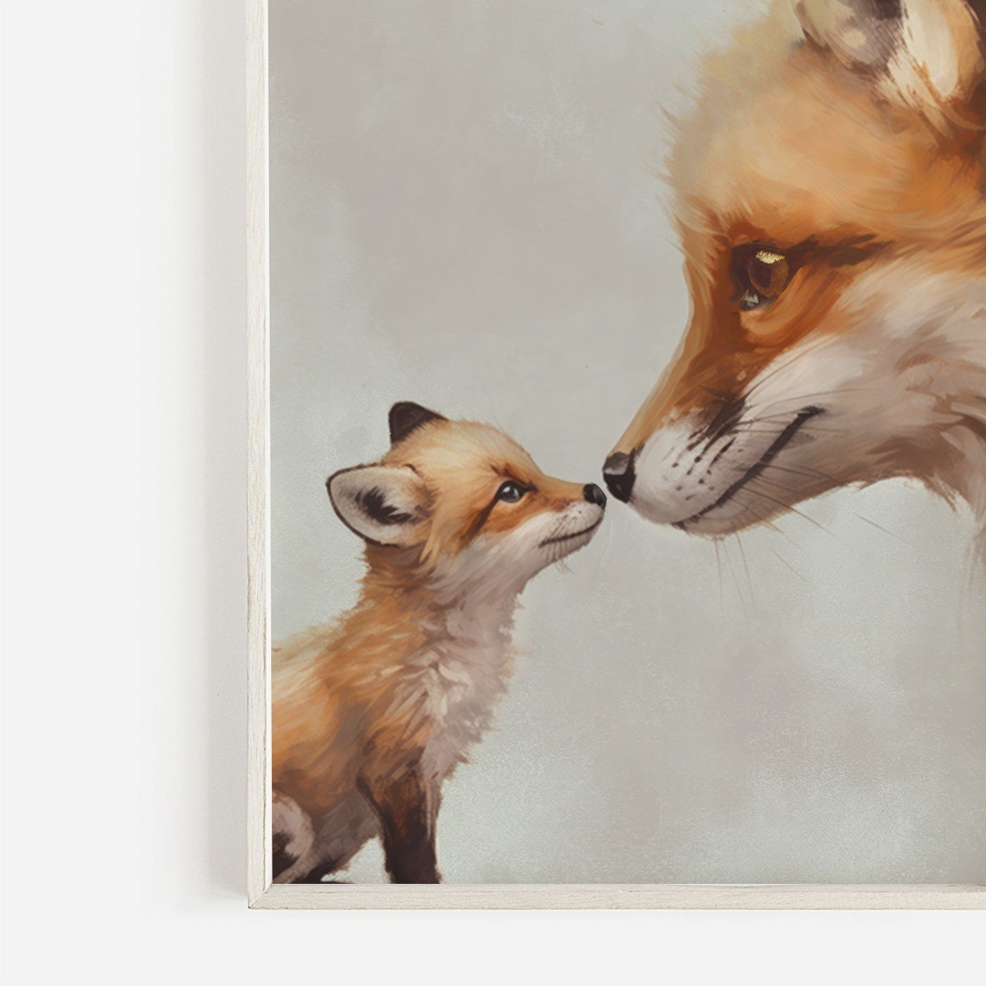 Fox Nursery Decor, Adorable Animal Wall Art, Mother & Baby Fox Print - WildfieldPrints
