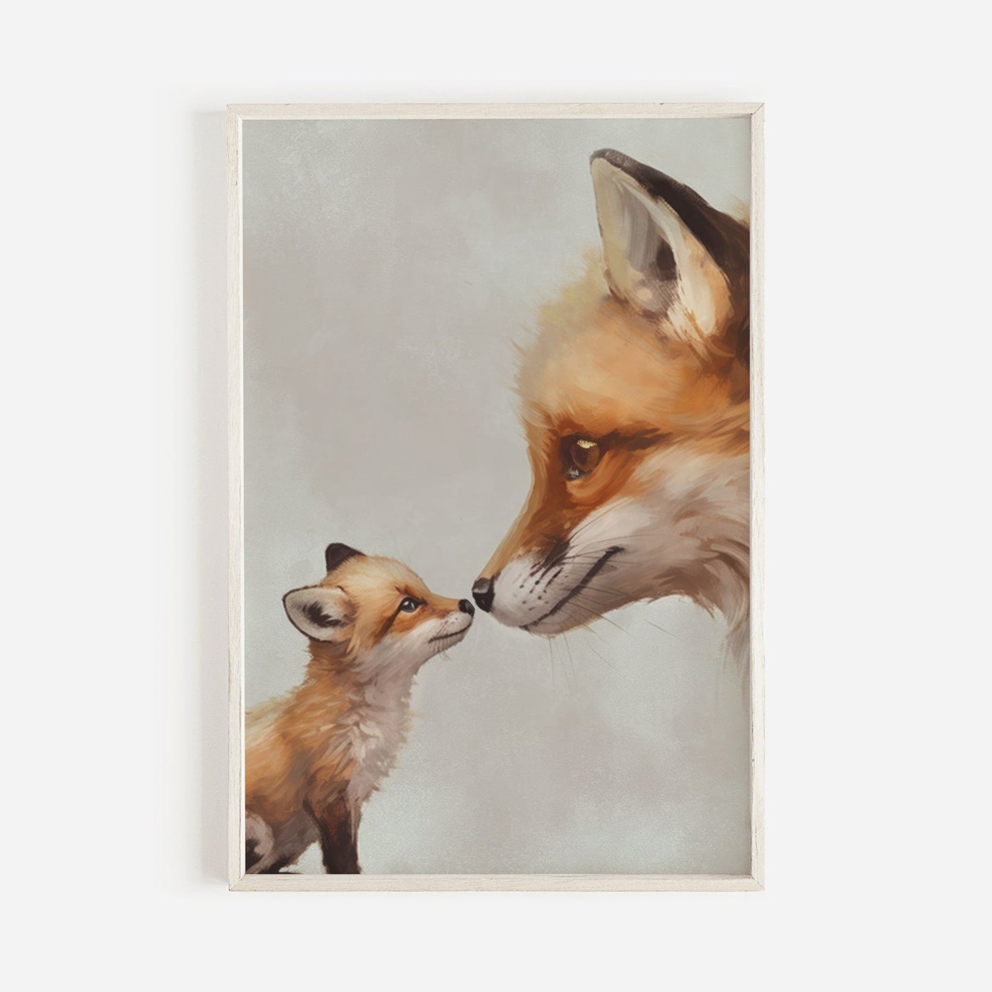 Fox Nursery Decor, Adorable Animal Wall Art, Mother & Baby Fox Print - WildfieldPrints