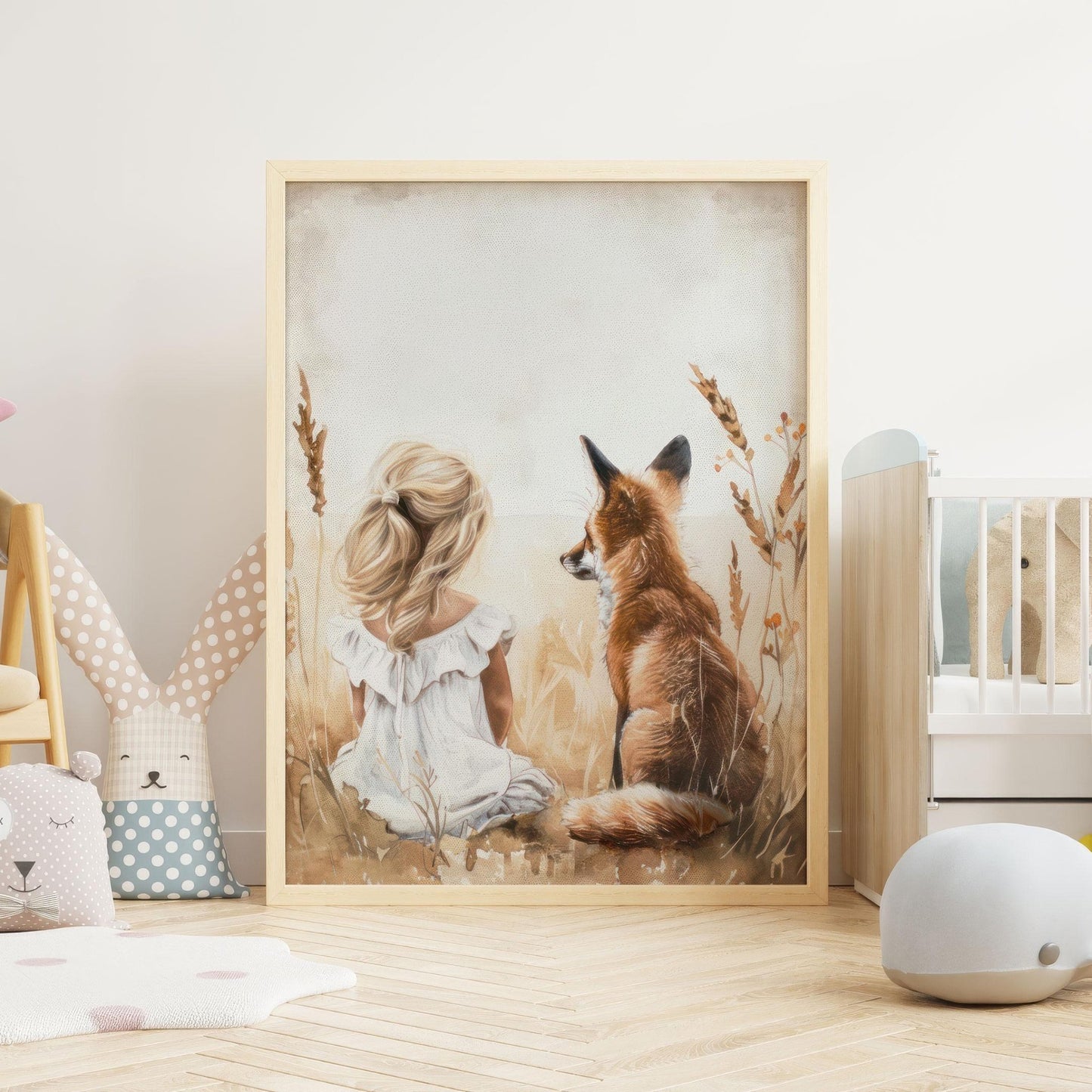 Fox Nursery Decor, Vintage Girl's Room Art, Forest Animal Wall Decor - WildfieldPrints