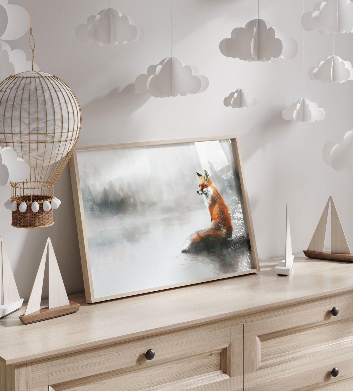 Fox Wall Art, Vintage Fox Painting, Rustic Woodland Decor - WildfieldPrints
