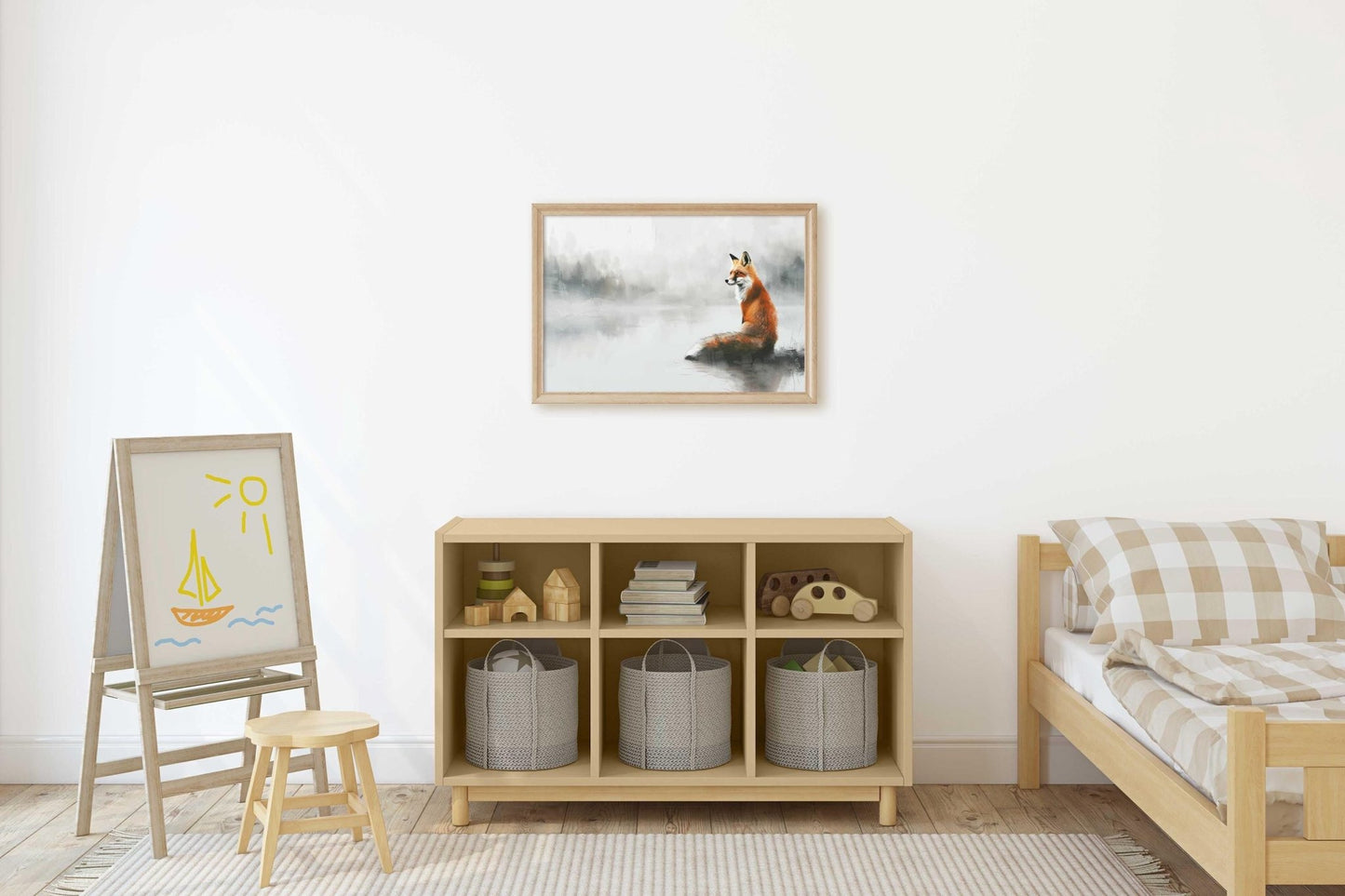 Fox Wall Art, Vintage Fox Painting, Rustic Woodland Decor - WildfieldPrints