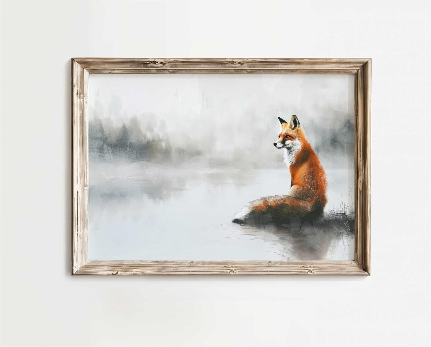 Fox Wall Art, Vintage Fox Painting, Rustic Woodland Decor - WildfieldPrints