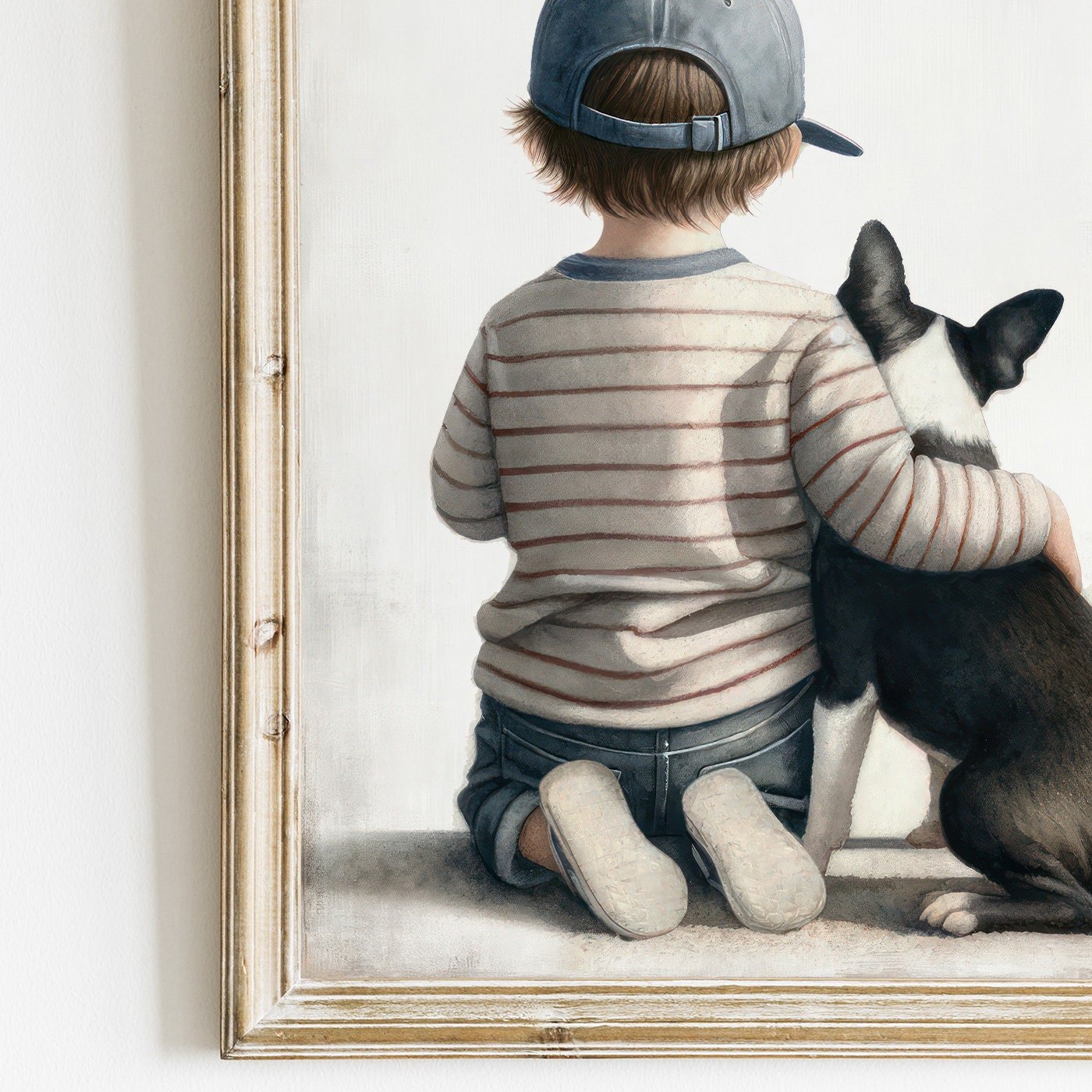 French Bulldog Nursery Wall Art, Boy & Dog Decor, Puppy Print - WildfieldPrints