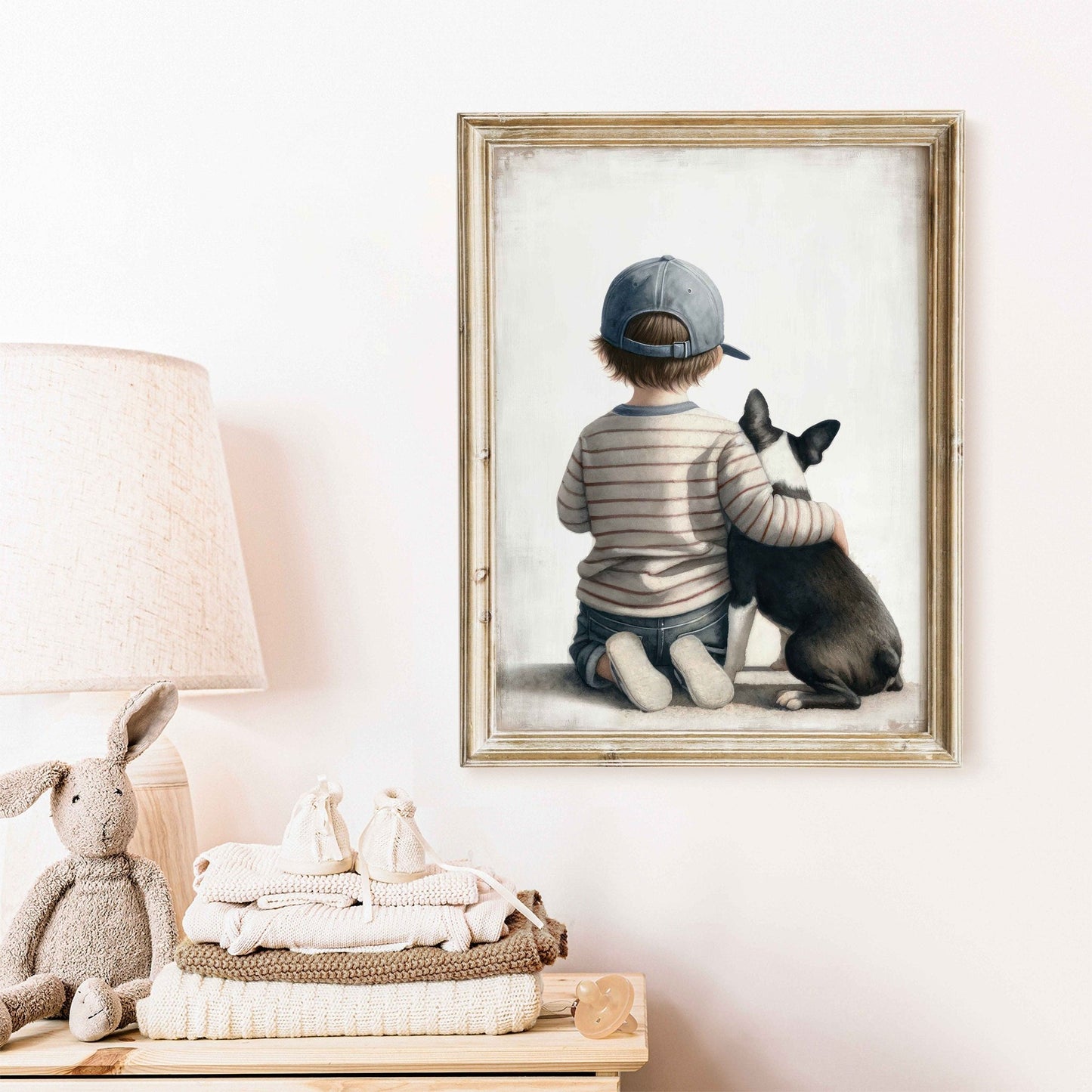 French Bulldog Nursery Wall Art, Boy & Dog Decor, Puppy Print - WildfieldPrints