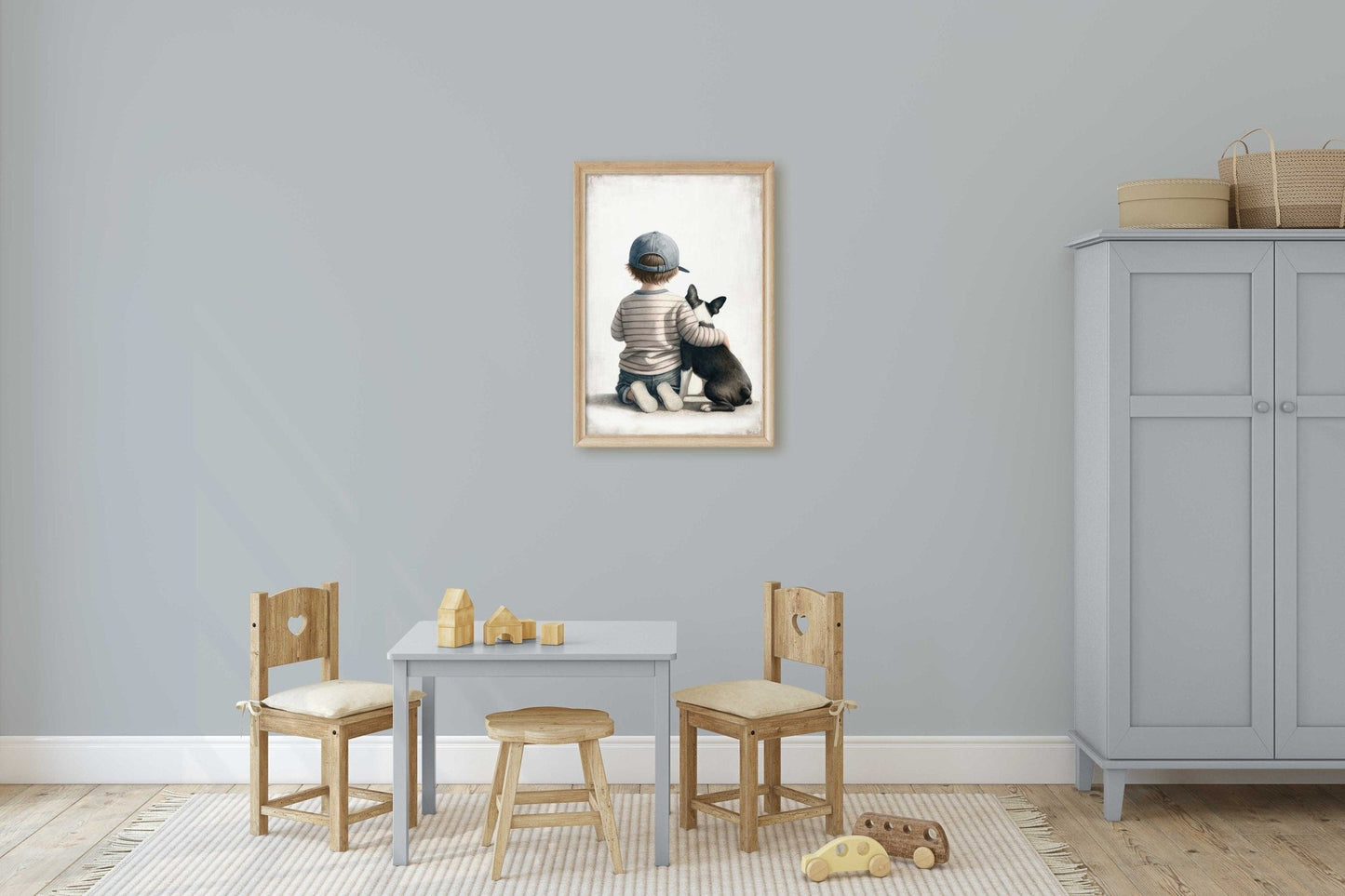 French Bulldog Nursery Wall Art, Boy & Dog Decor, Puppy Print - WildfieldPrints