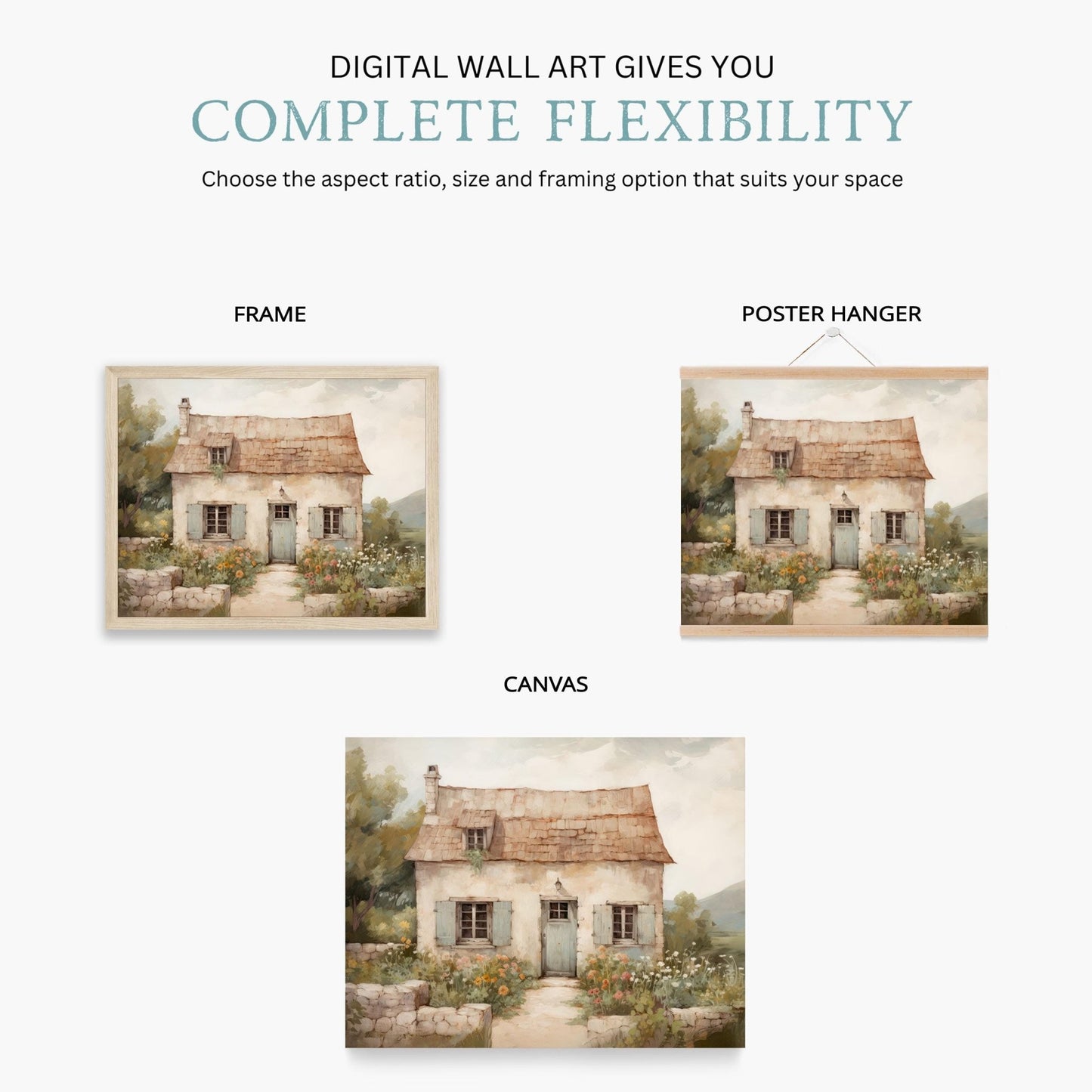 French Cottage Painting, Cottagecore Wall Art, Countryside Wall Decor, Stone House, Rustic Farmhouse Decor, Country Home, PRINTABLE Wall Art - My Store