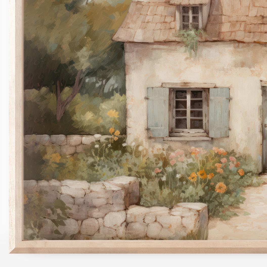 French Cottage Painting, Cottagecore Wall Art, Countryside Wall Decor, Stone House, Rustic Farmhouse Decor, Country Home, PRINTABLE Wall Art - My Store
