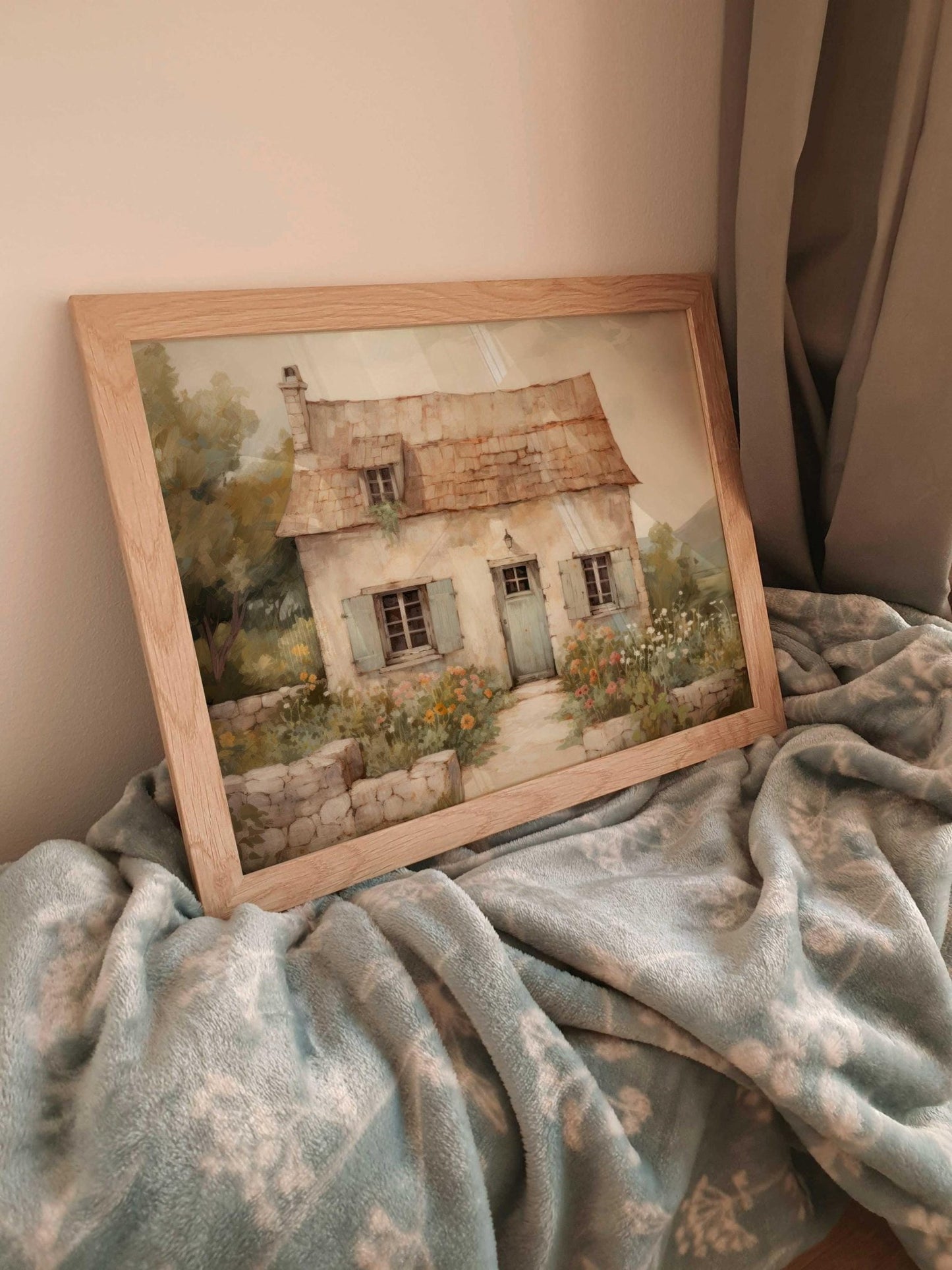 French Cottage Painting, Cottagecore Wall Art, Countryside Wall Decor, Stone House, Rustic Farmhouse Decor, Country Home, PRINTABLE Wall Art - My Store
