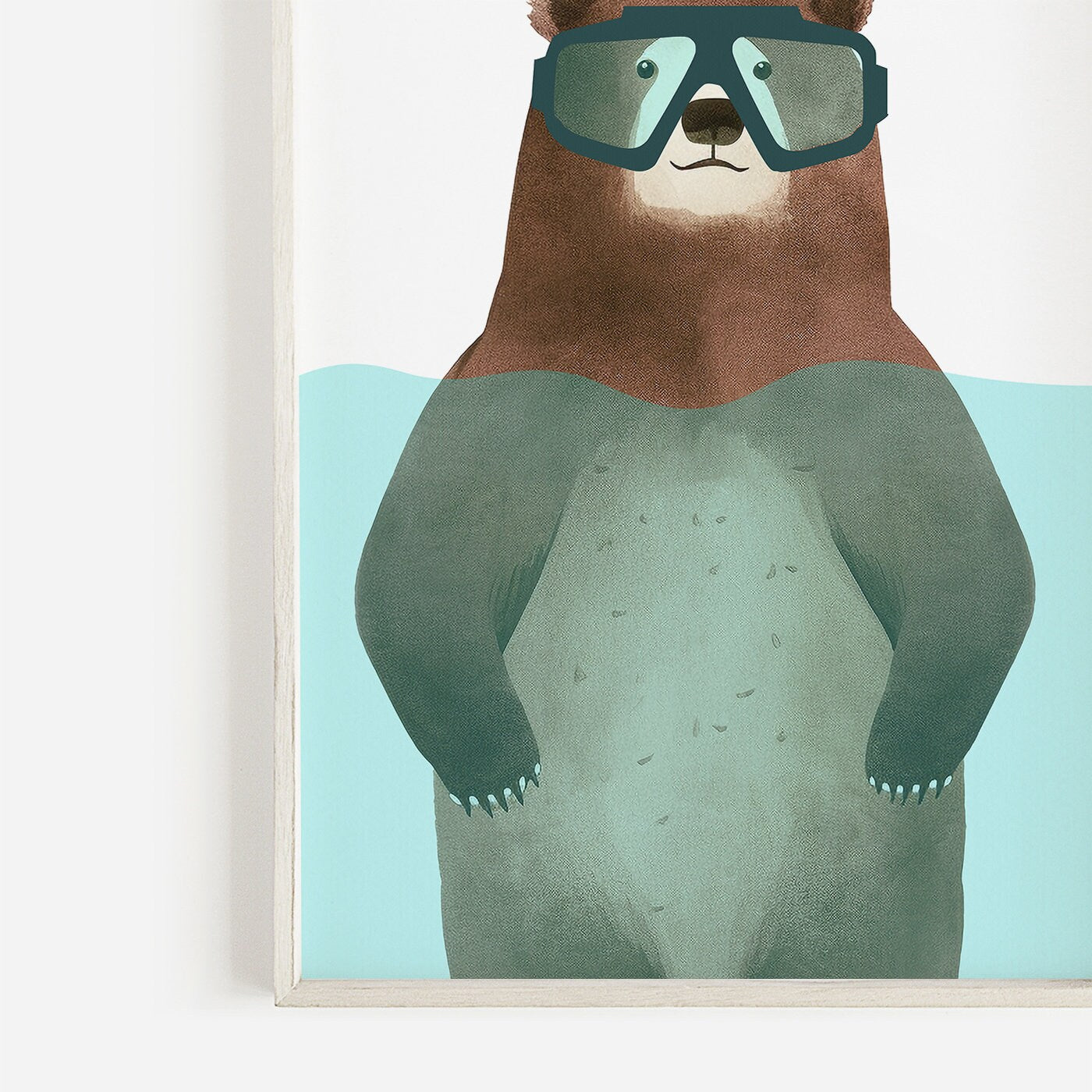 Funny Bear Nursery Wall Art, Minimalist Kids Room Decor, Animals Print - WildfieldPrints