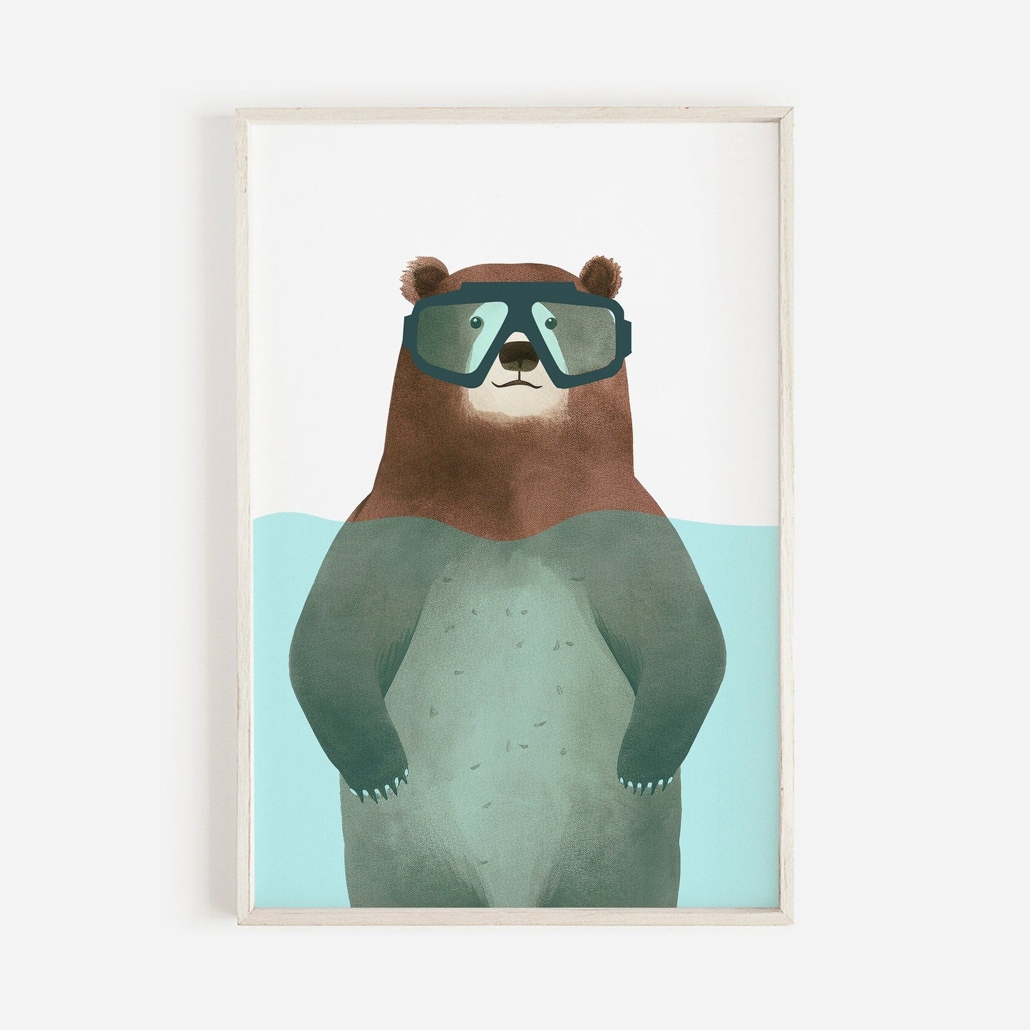 Funny Bear Nursery Wall Art, Minimalist Kids Room Decor, Animals Print - WildfieldPrints