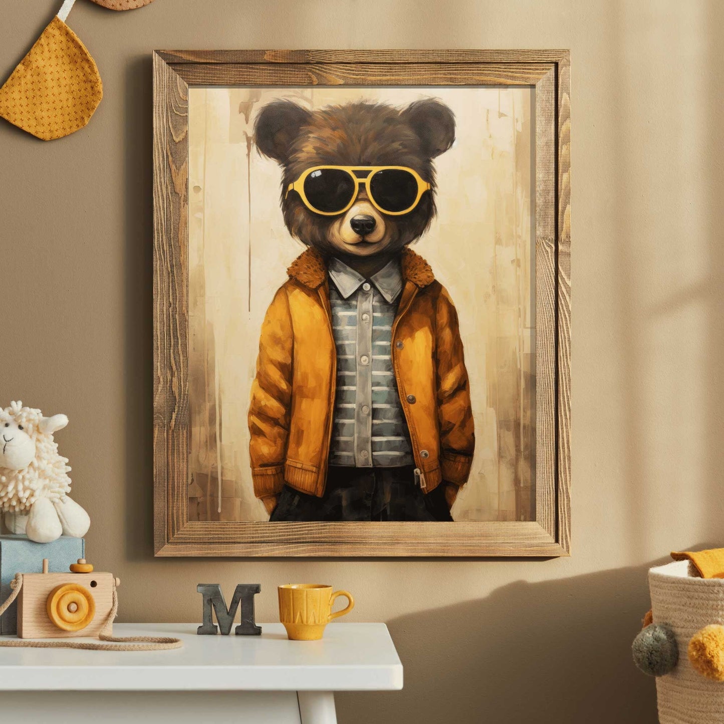 Funny Bear Prints, Animals in Glasses, Cool Boys Room Decor - WildfieldPrints