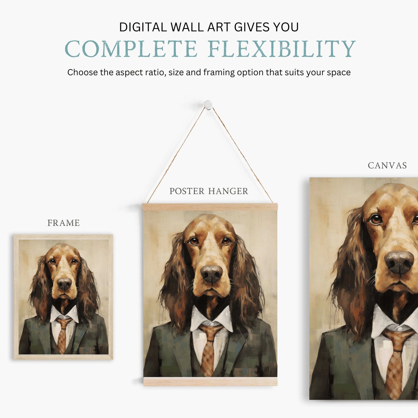 Funny Dog Art, Vintage Cocker Spaniel Portrait, Quirky Canine Decor - WildfieldPrints