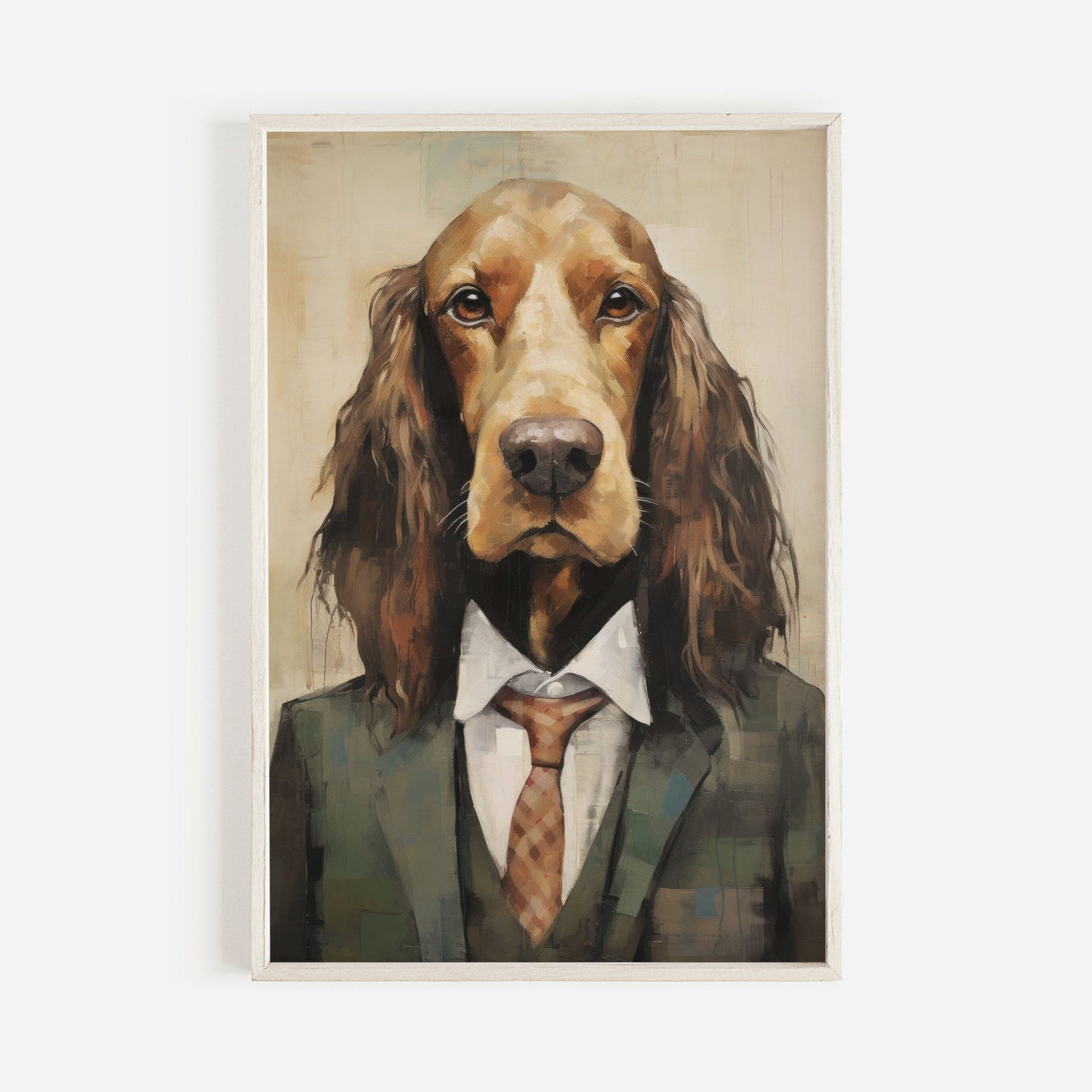 Funny Dog Art, Vintage Cocker Spaniel Portrait, Quirky Canine Decor - WildfieldPrints